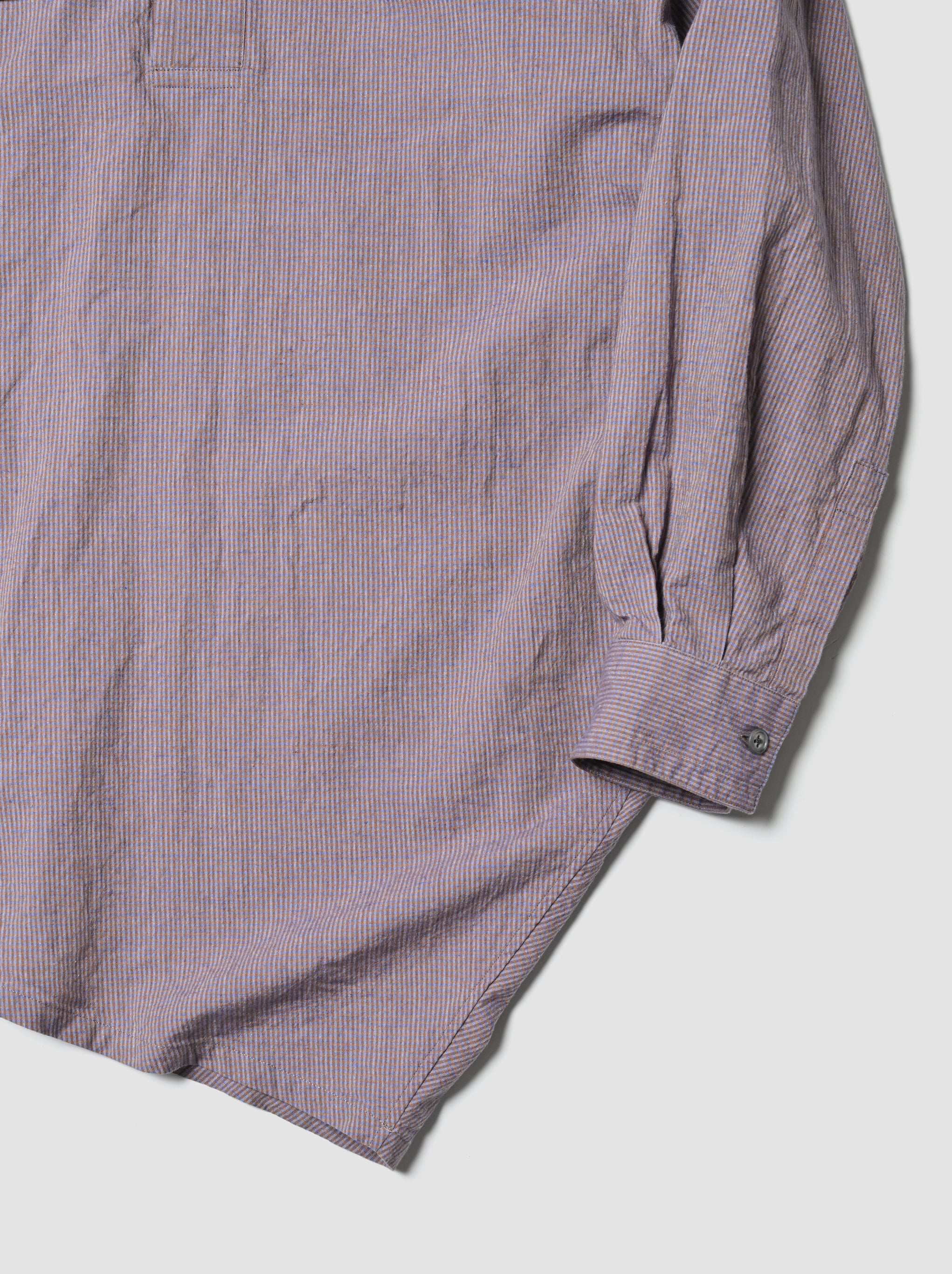 Marvine Pontiak shirt makers / Twist P/O -BLUE BROWN GINGHAM