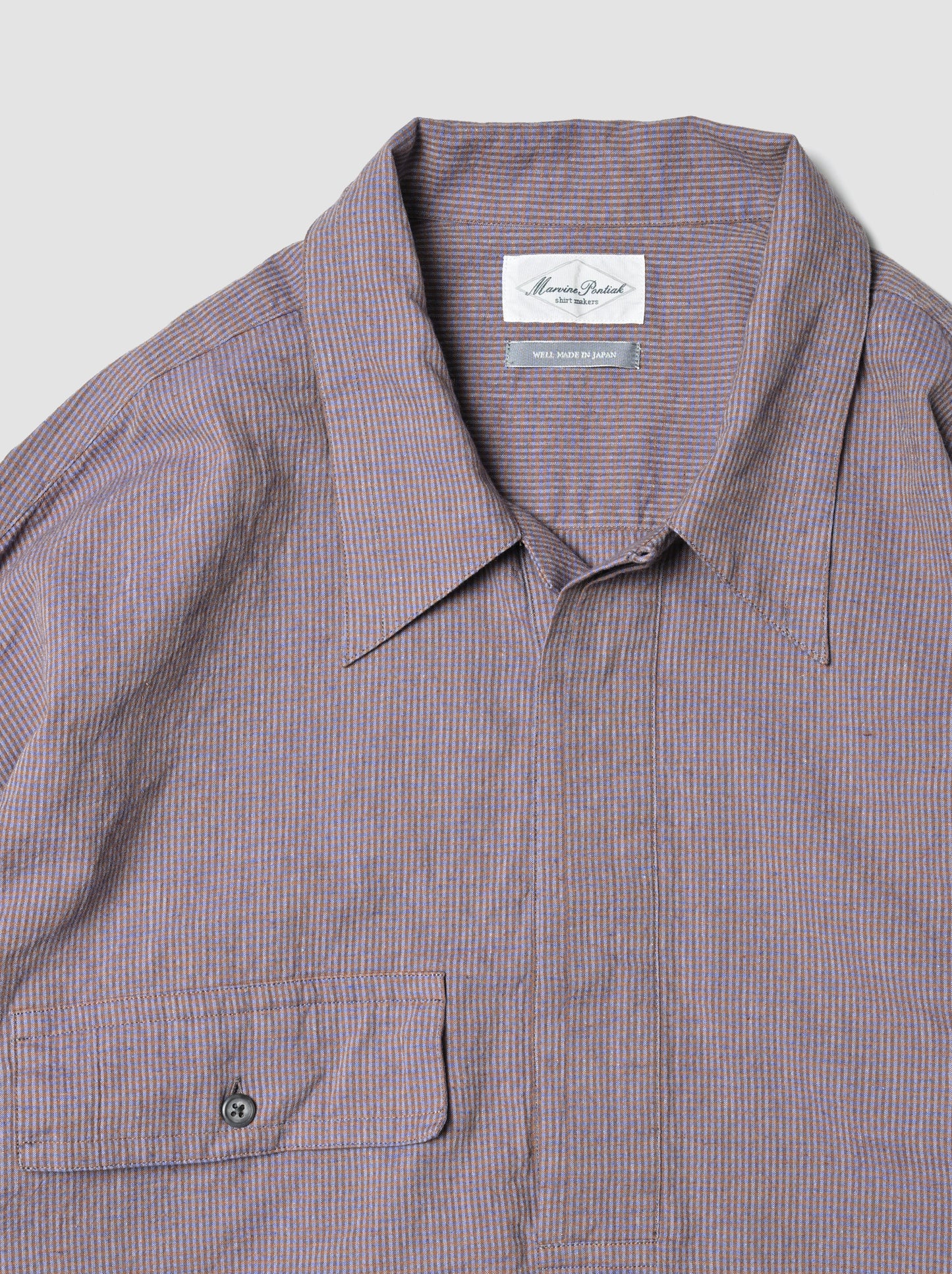Marvine Pontiak Shirt Makers / Twist P/O -BLUE BROWN GINGHAM