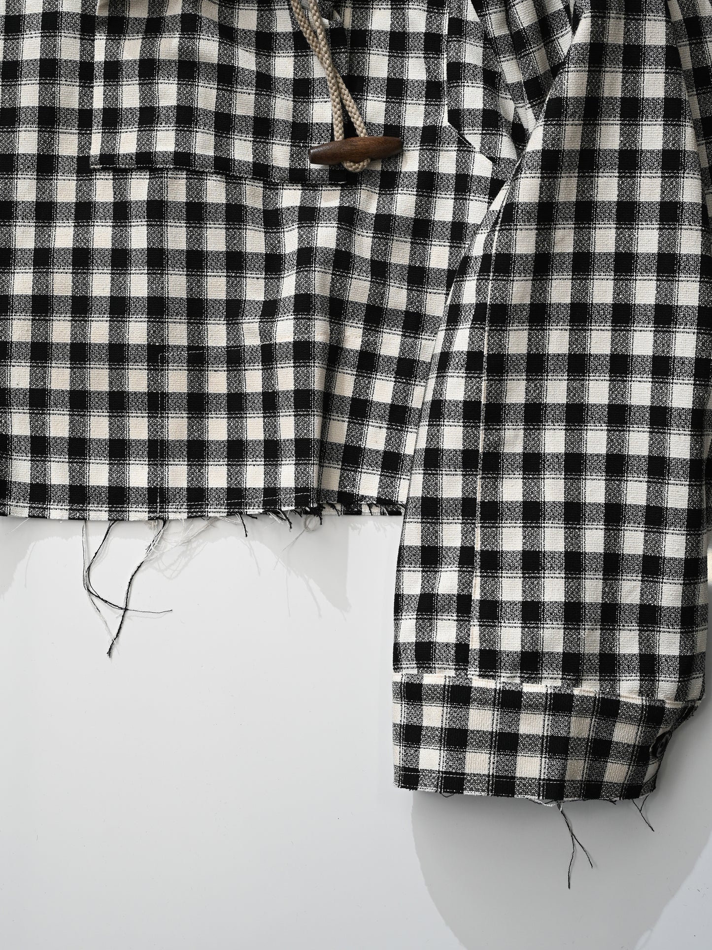 ANCELLM / C/R CHECK SHORT ZIPUP SHIRT -BLACK