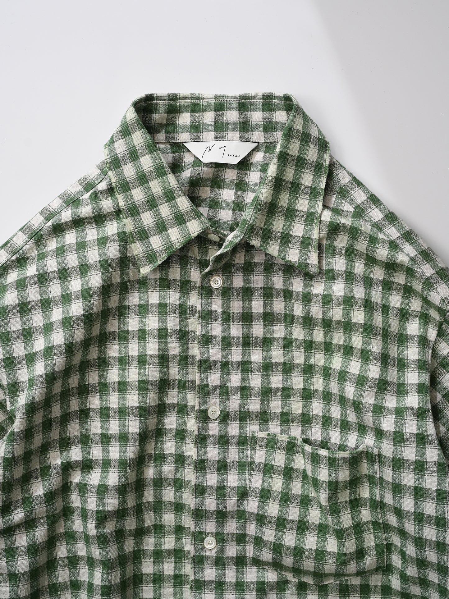 ANCELLM / C/R CHECK OVER SHIRT -GREEN