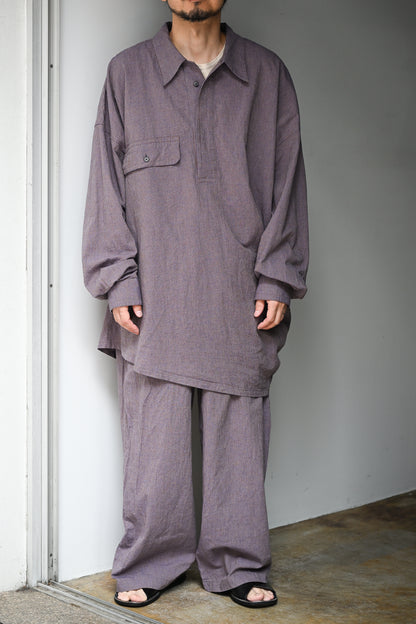 Marvine Pontiak Shirt Makers / Twist P/O -BLUE BROWN GINGHAM