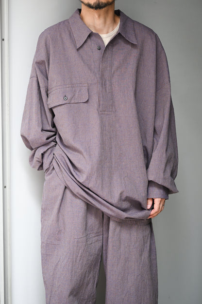 Marvine Pontiak Shirt Makers / Twist P/O -BLUE BROWN GINGHAM