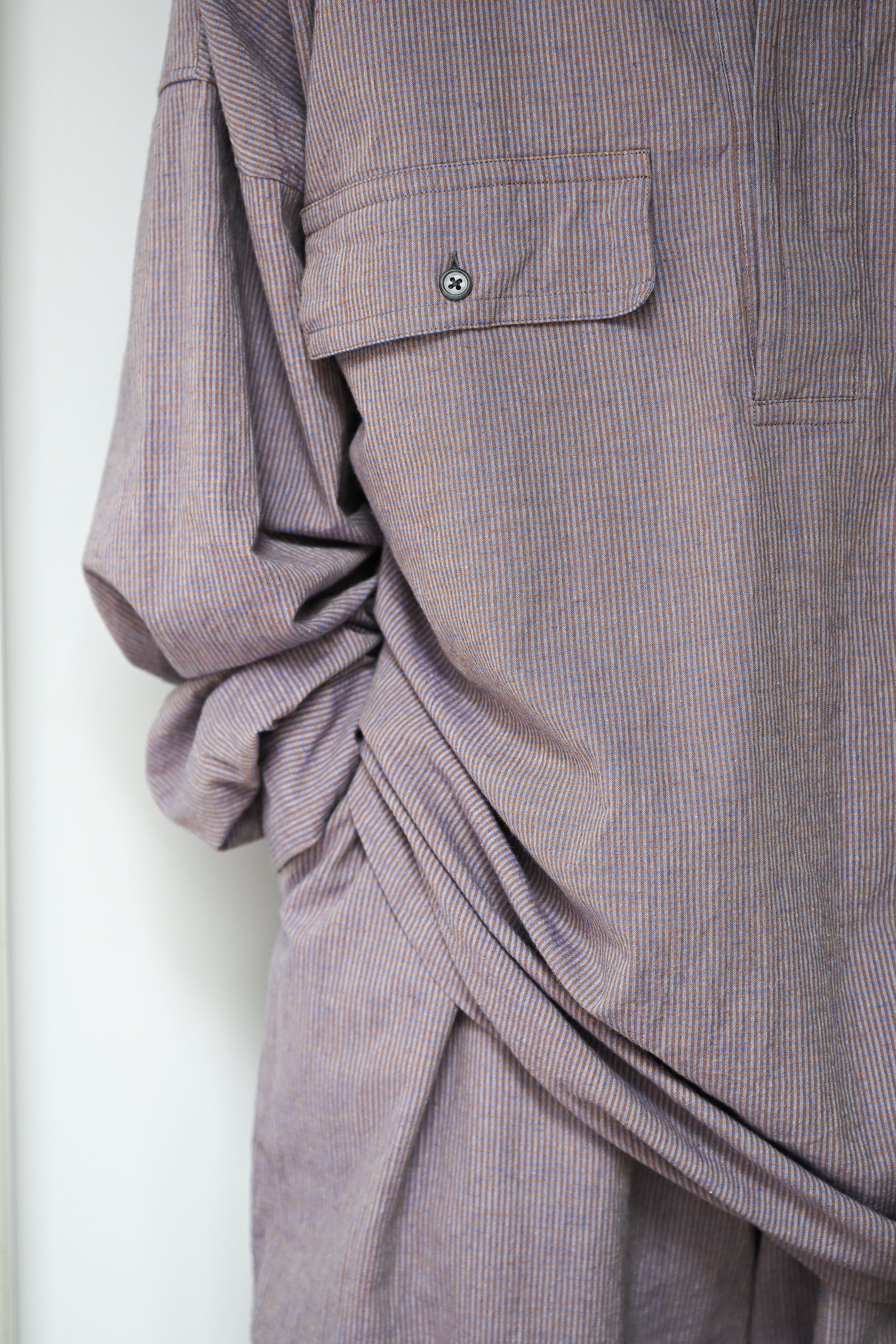 Marvine Pontiak shirt makers / Twist P/O -BLUE BROWN GINGHAM
