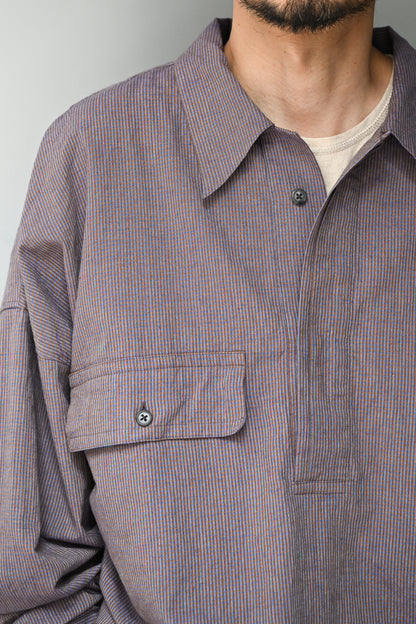 Marvine Pontiak Shirt Makers / Twist P/O -BLUE BROWN GINGHAM
