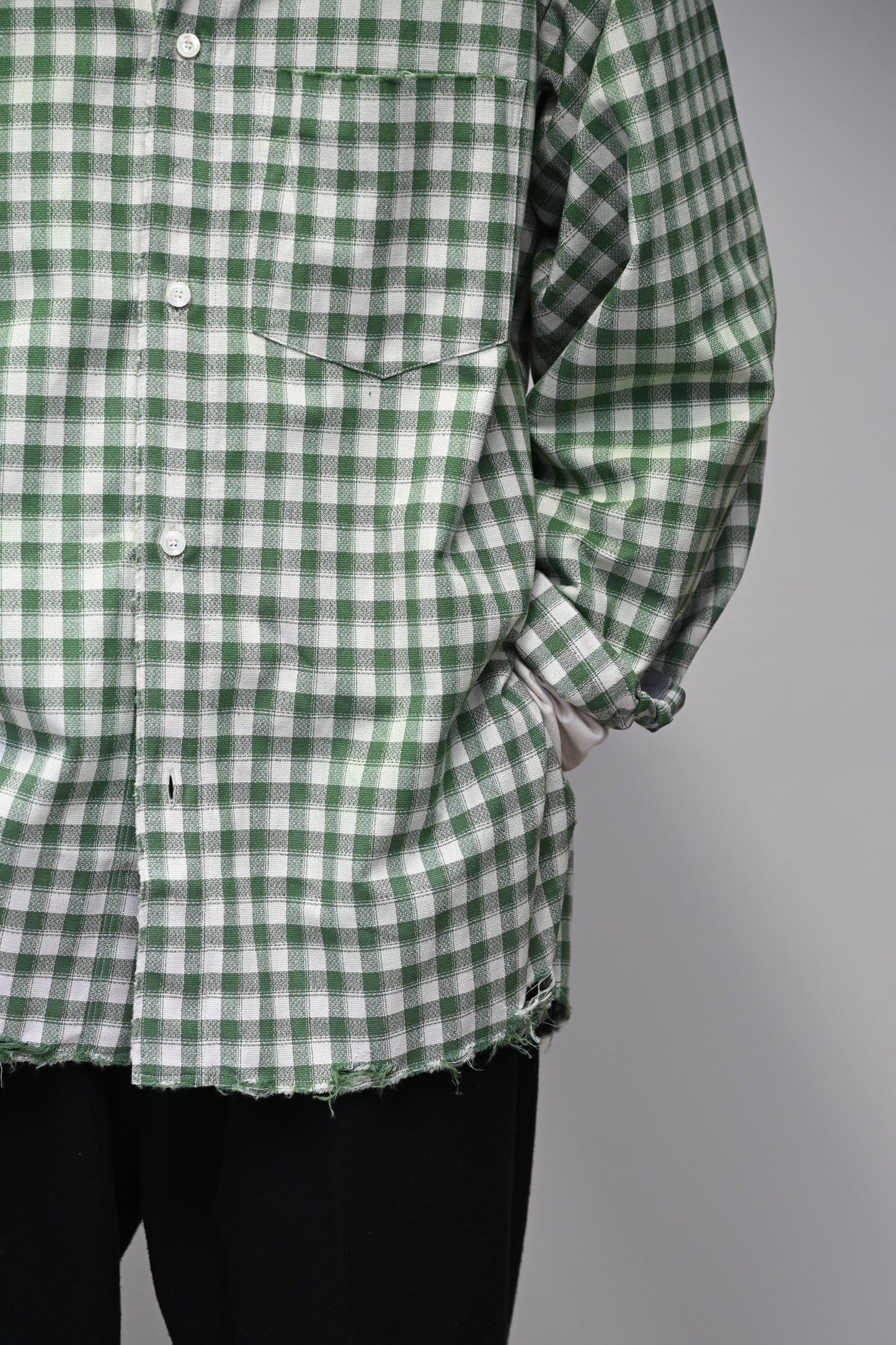 ANCELLM / C/R CHECK OVER SHIRT -GREEN