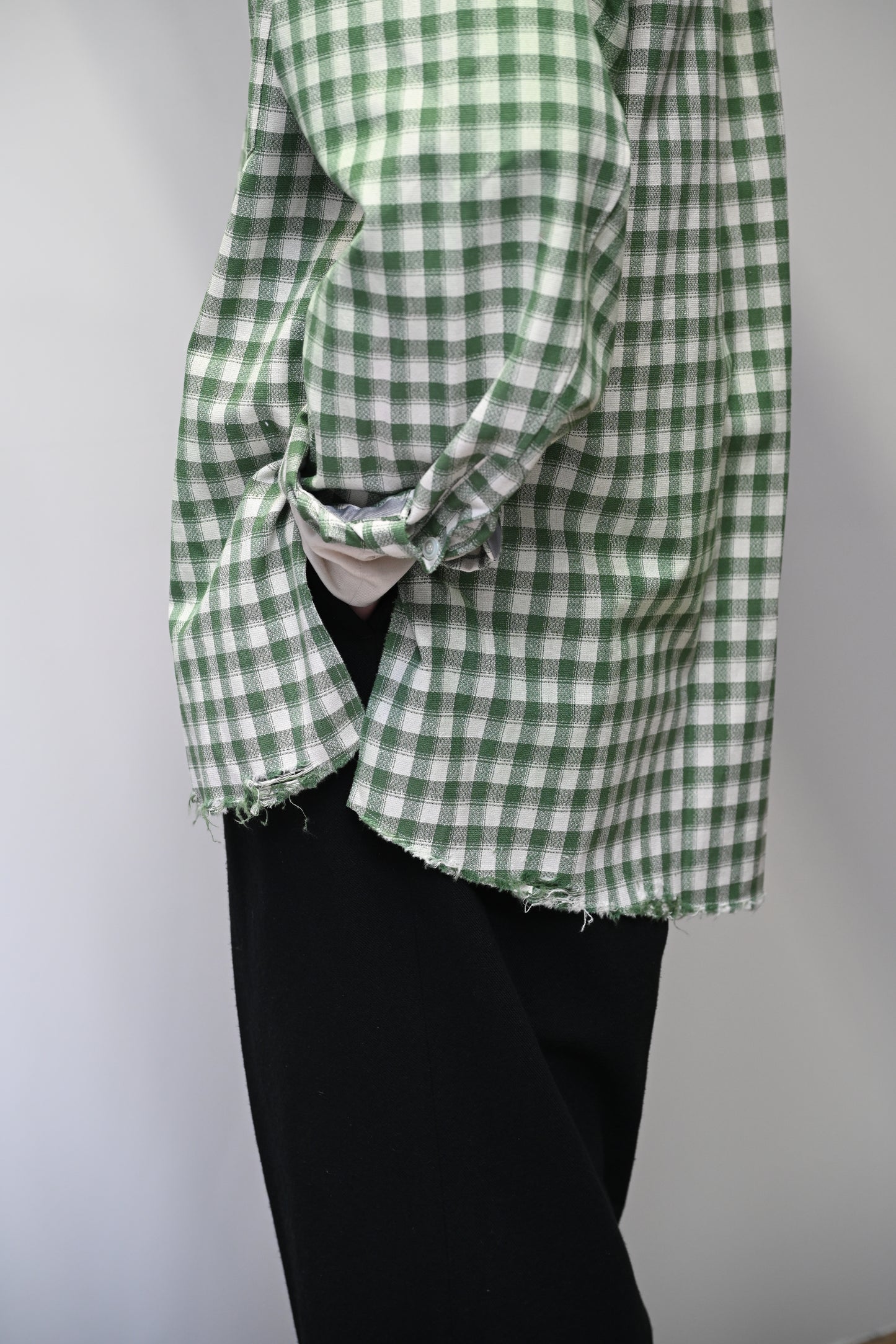 ANCELLM / C/R CHECK OVER SHIRT -GREEN