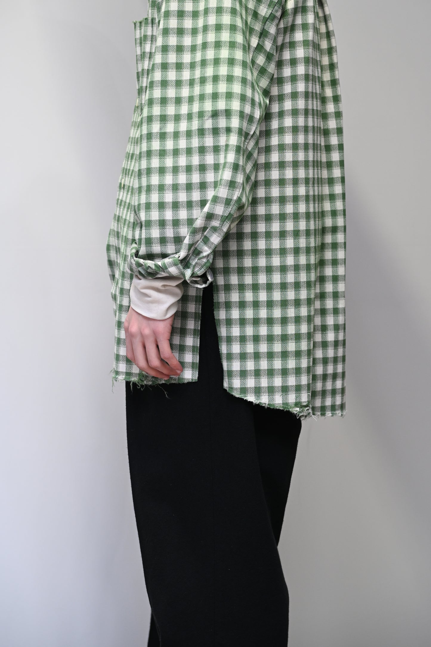 ANCELLM / C/R CHECK OVER SHIRT -GREEN