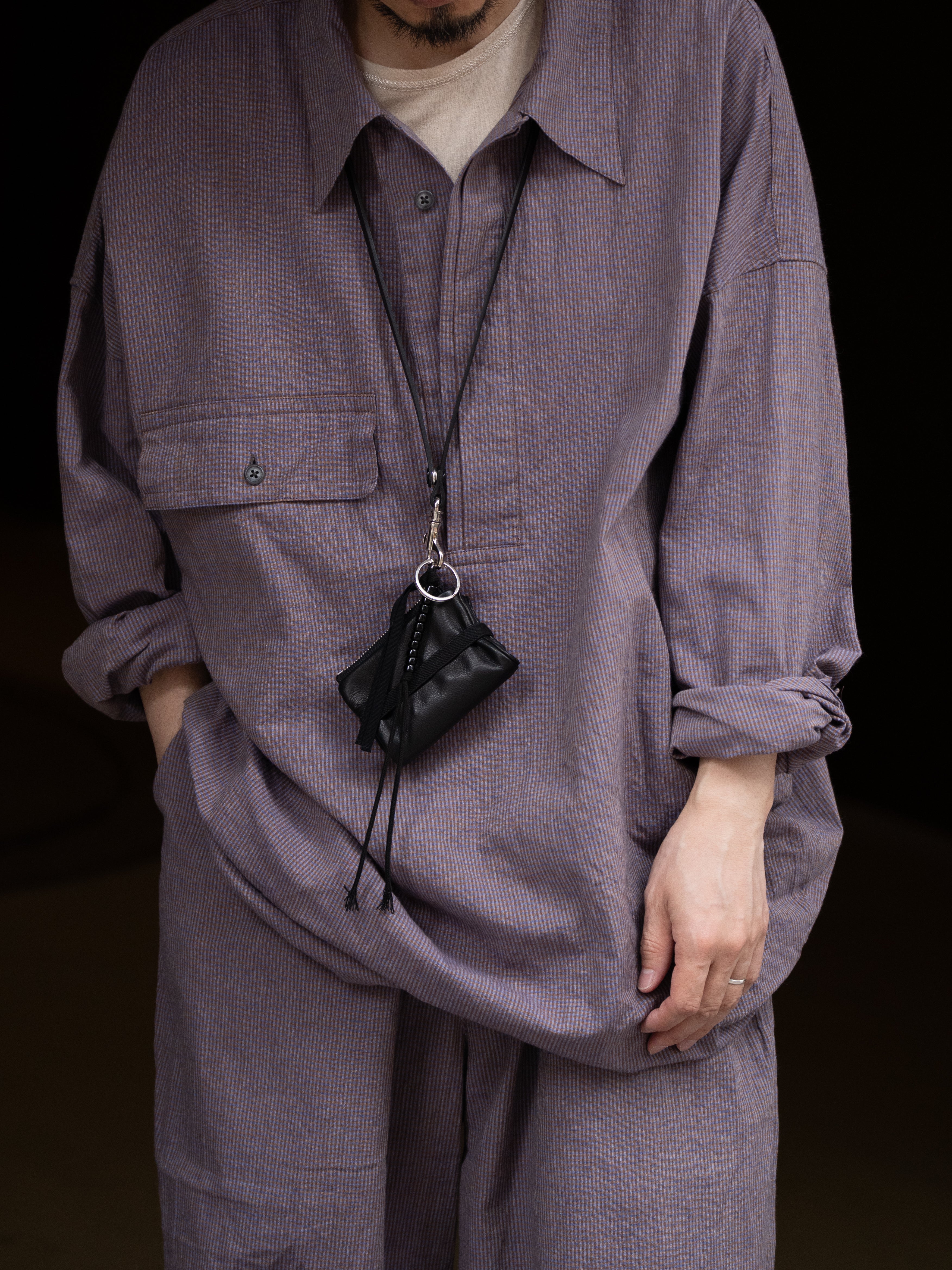 Marvine Pontiak shirt makers / Twist P/O -BLUE BROWN GINGHAM