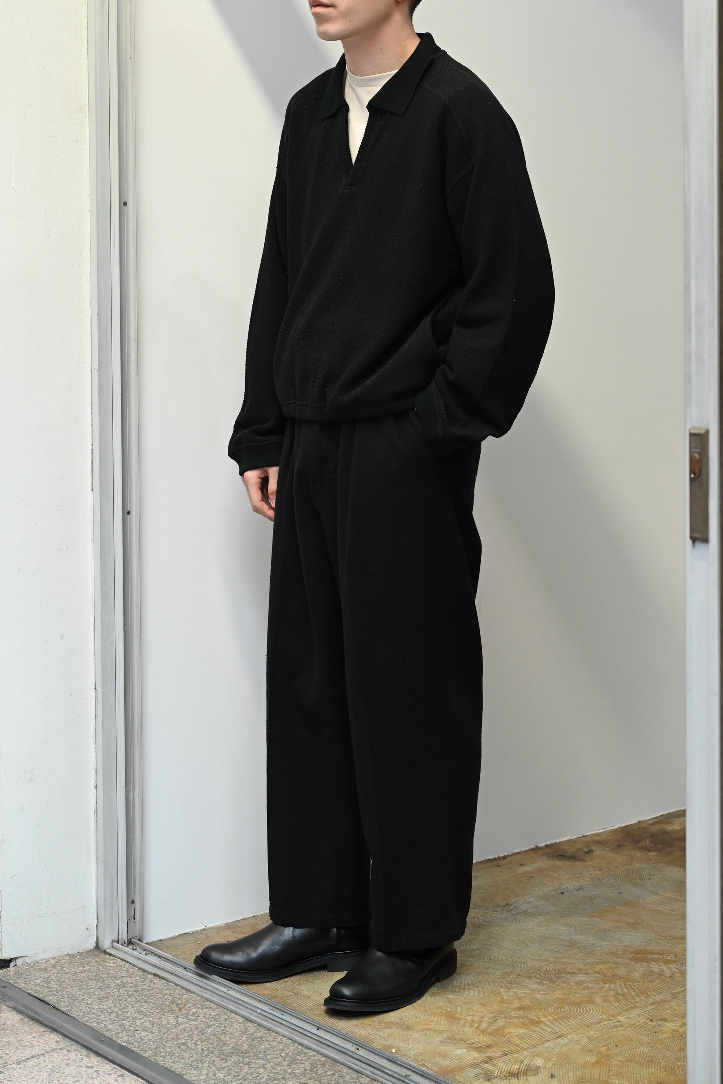 ANCELLM / S/C SKIPPER PULLOVER -BLACK