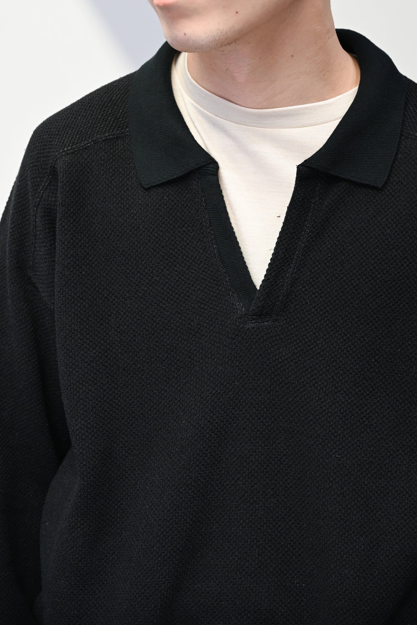 ANCELLM / S/C SKIPPER PULLOVER -BLACK