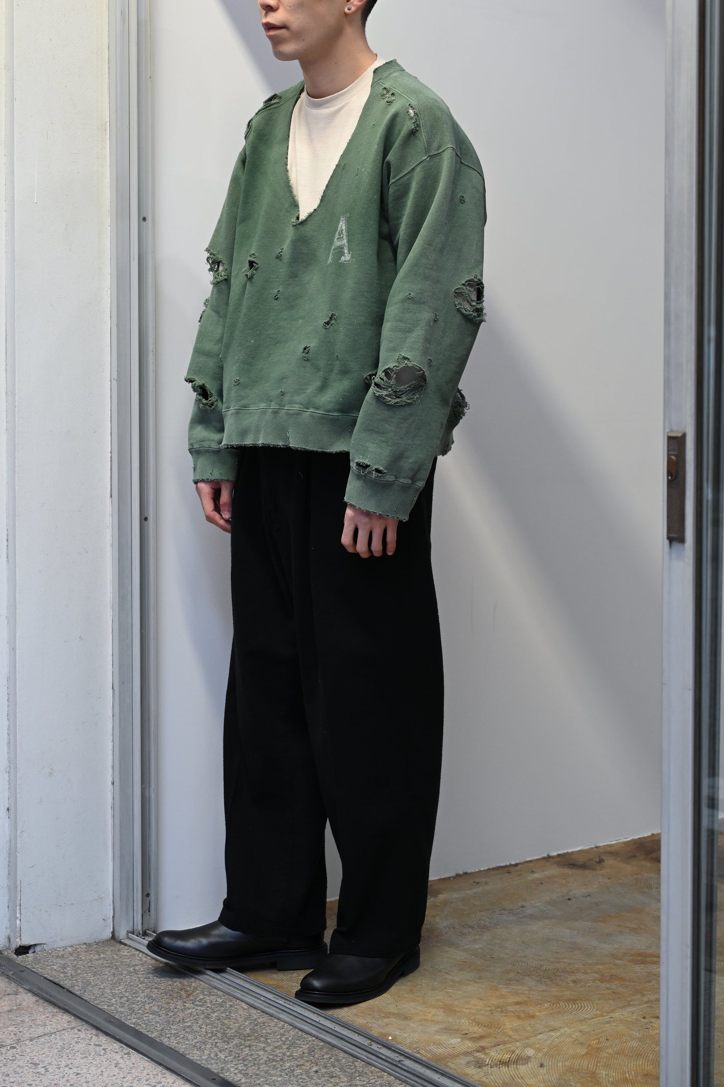 ANCELLM / HARD CRASH SWEAT SHIRT -GREEN