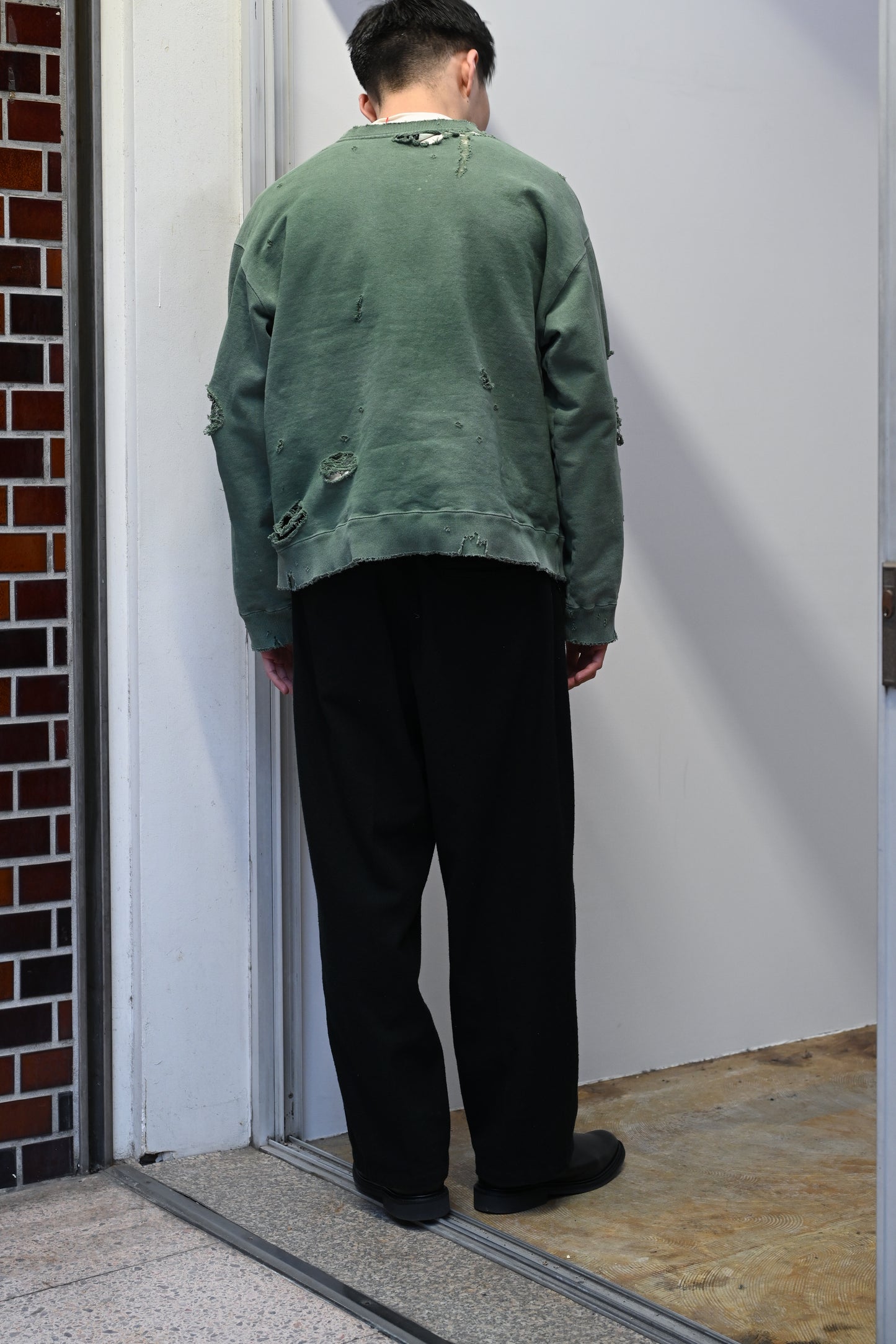 ANCELLM / HARD CRASH SWEAT SHIRT -GREEN