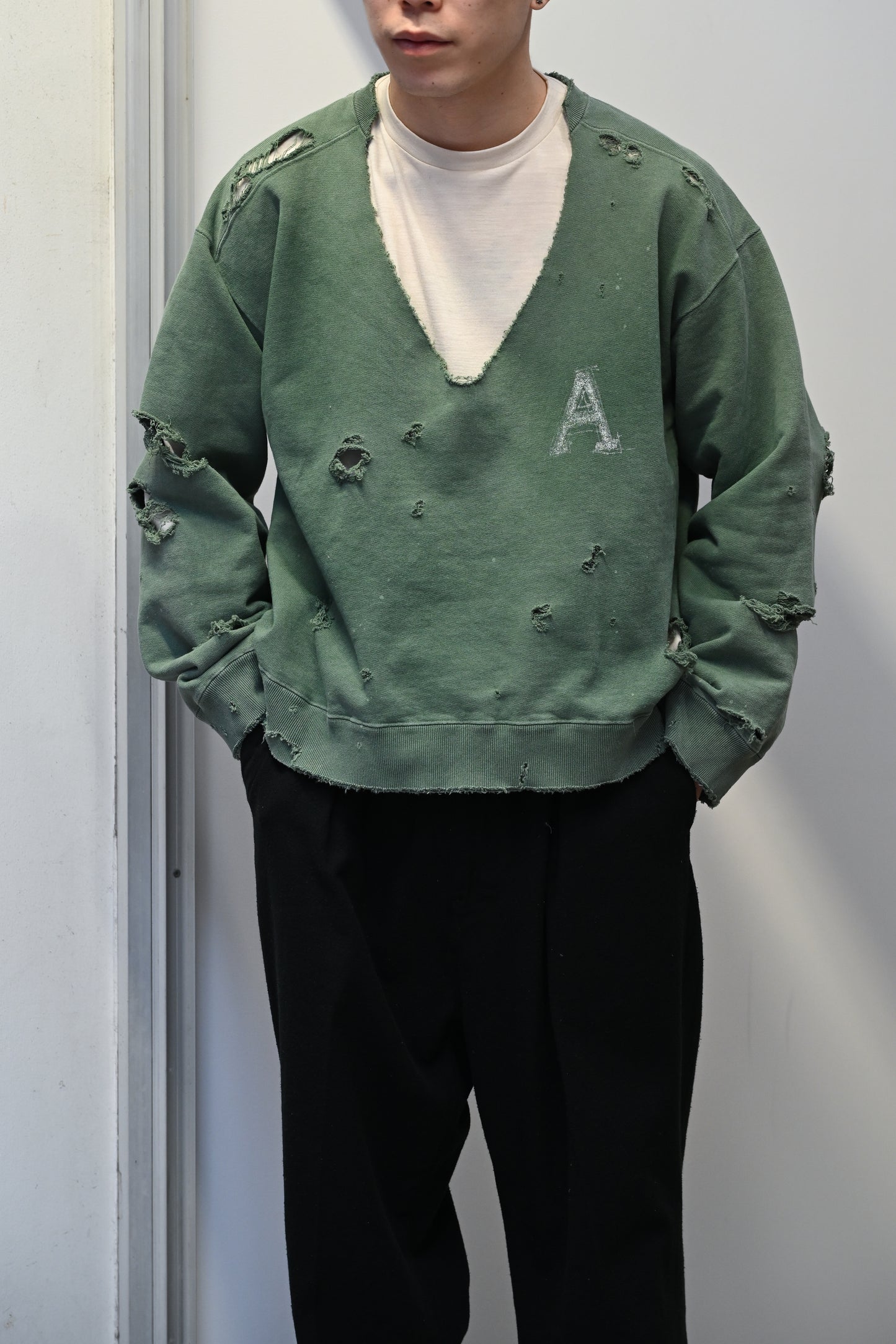 ANCELLM / HARD CRASH SWEAT SHIRT -GREEN