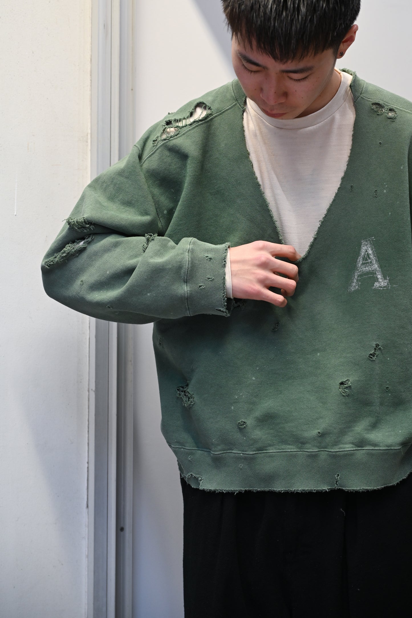 ANCELLM / HARD CRASH SWEAT SHIRT -GREEN