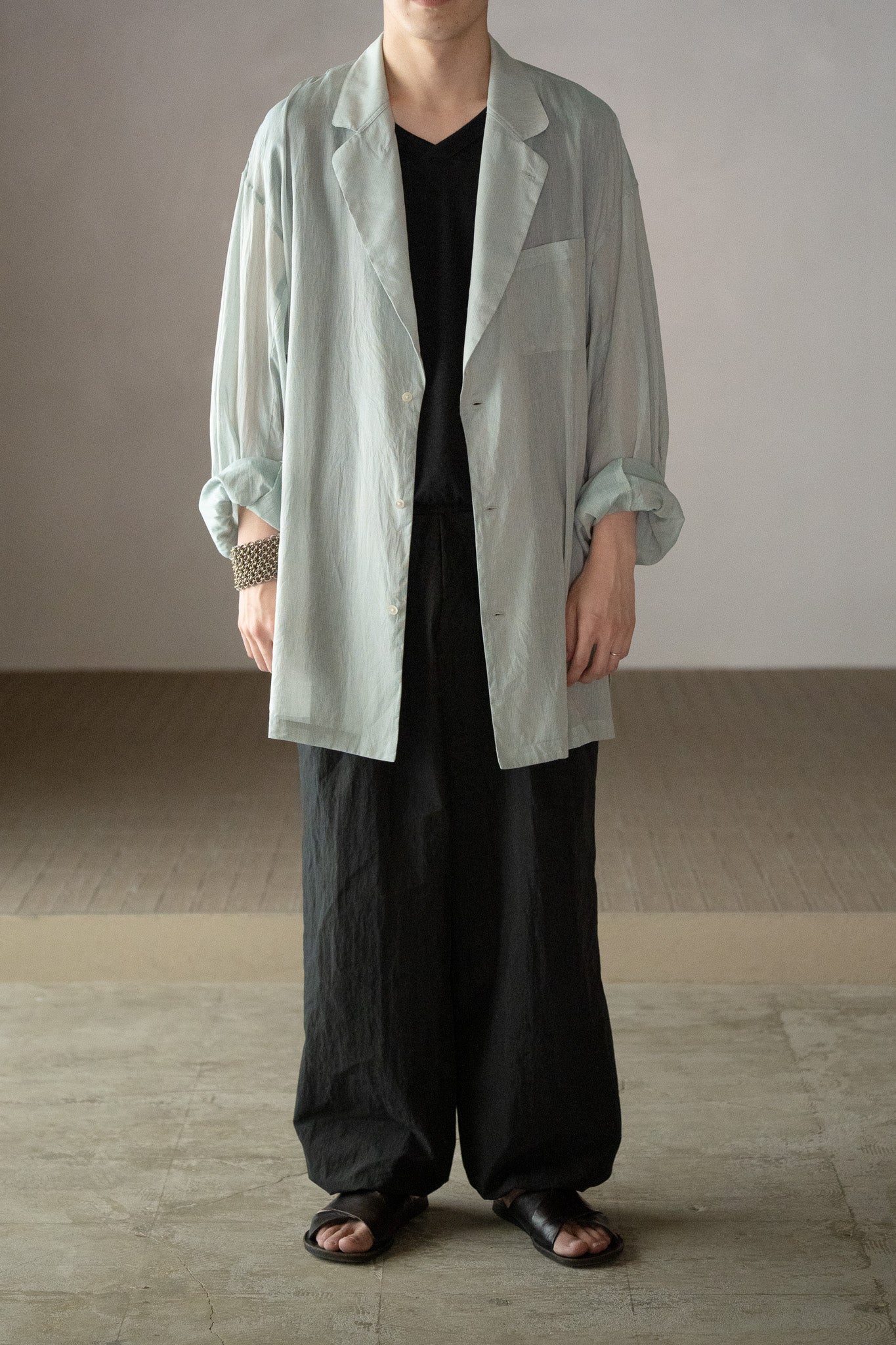 ANSNAM / big pyjacket (Cotton/Polyester) -BLUE×BROWN