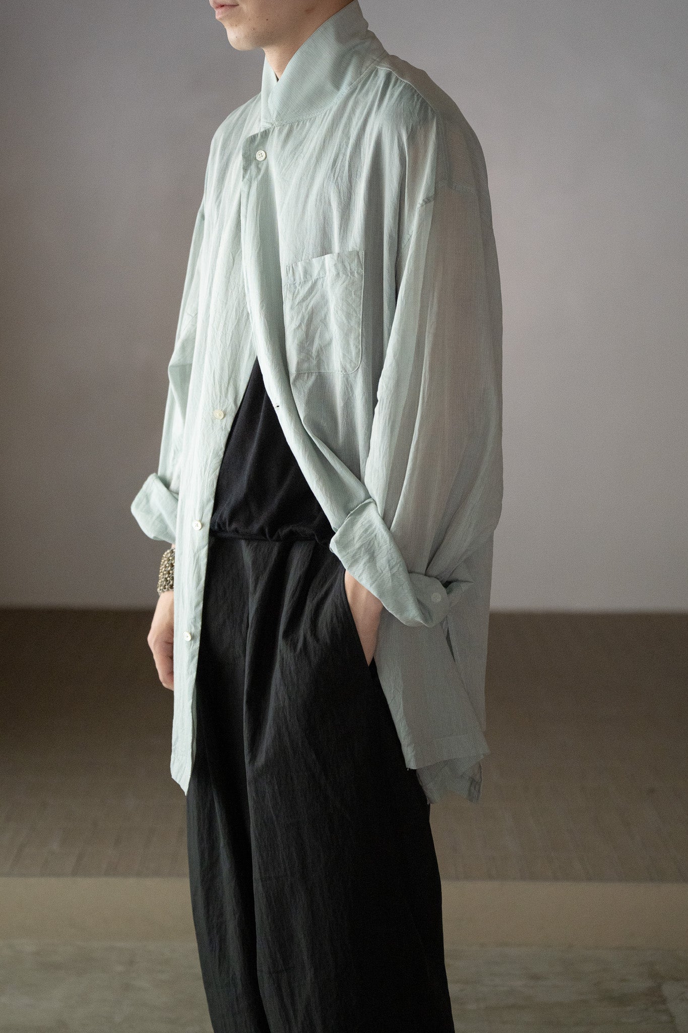 ANSNAM / big pyjacket (Cotton/Polyester) -BLUE×BROWN
