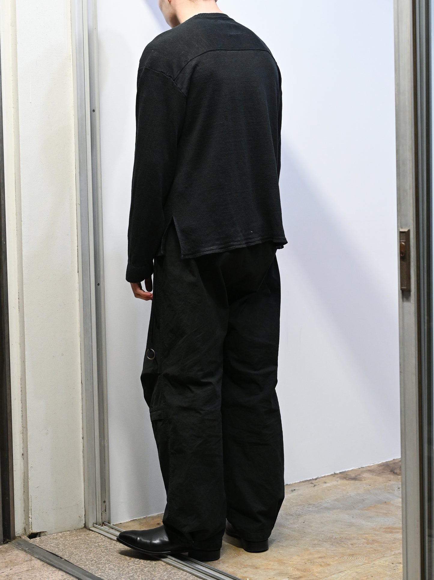 ANCELLM / CUT LS KNIT -BLACK