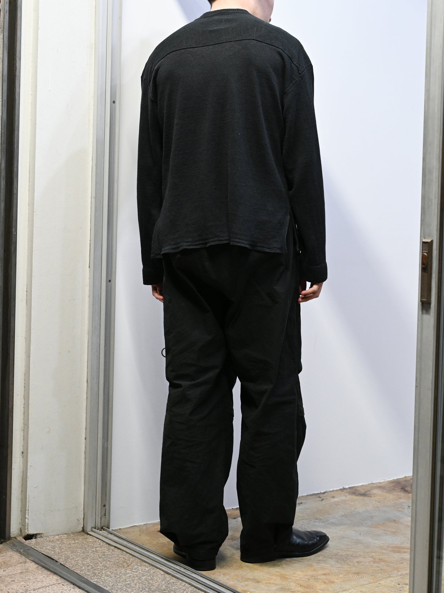 ANCELLM / CUT LS KNIT -BLACK