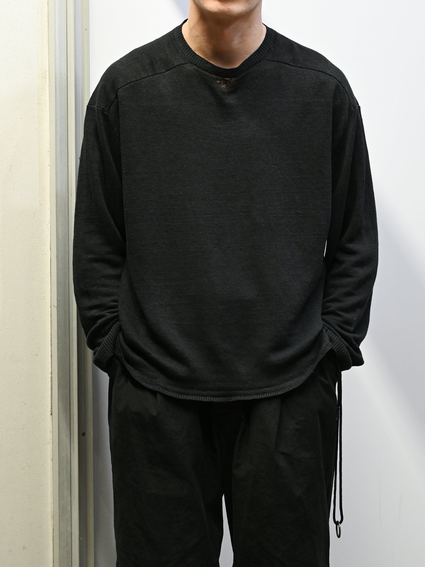 ANCELLM / CUT LS KNIT -BLACK