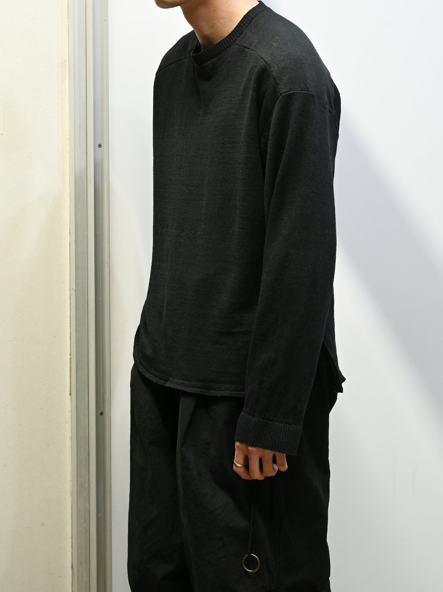 ANCELLM / CUT LS KNIT -BLACK