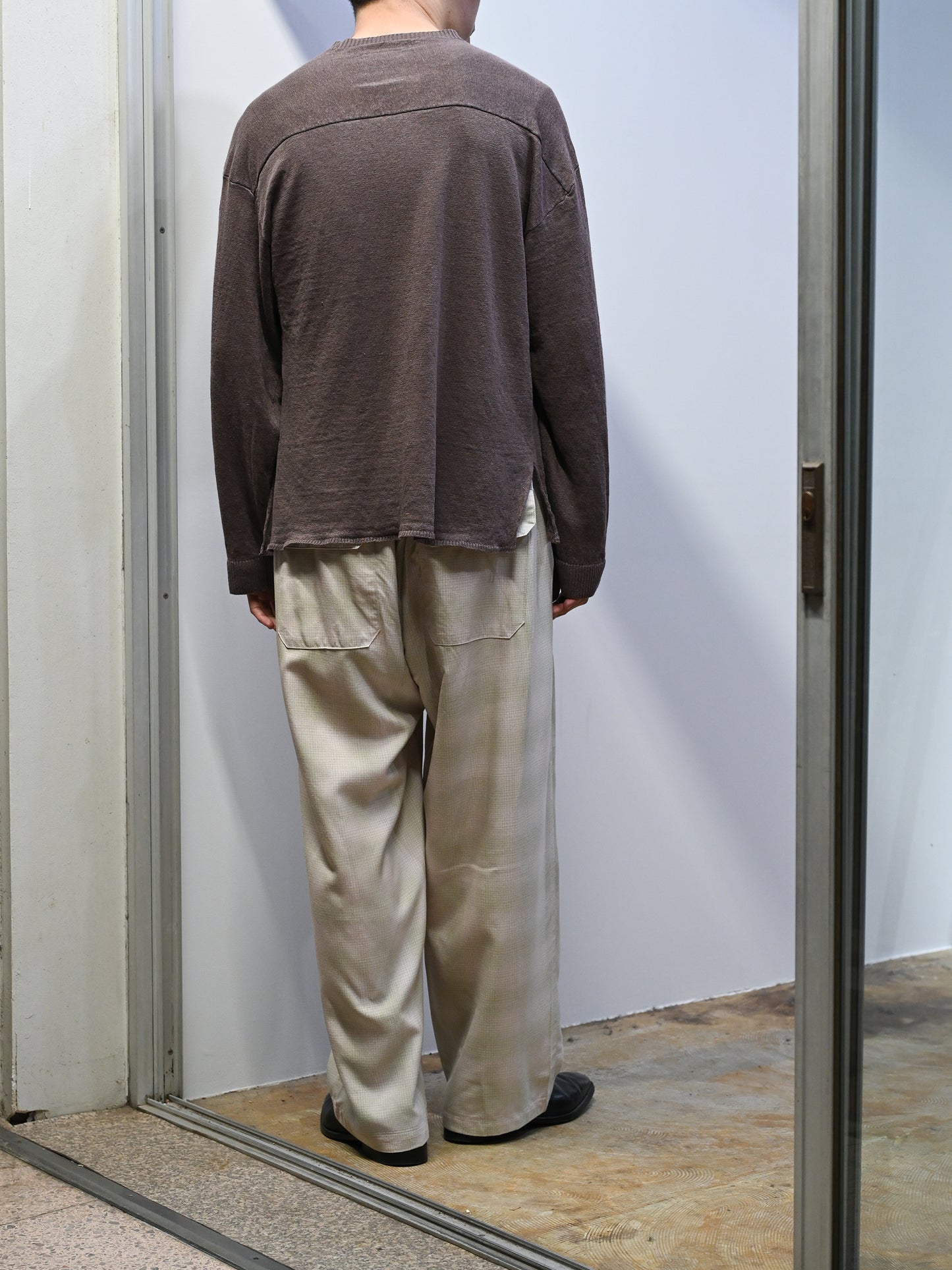 ANCELLM / CUT LS KNIT -BROWN