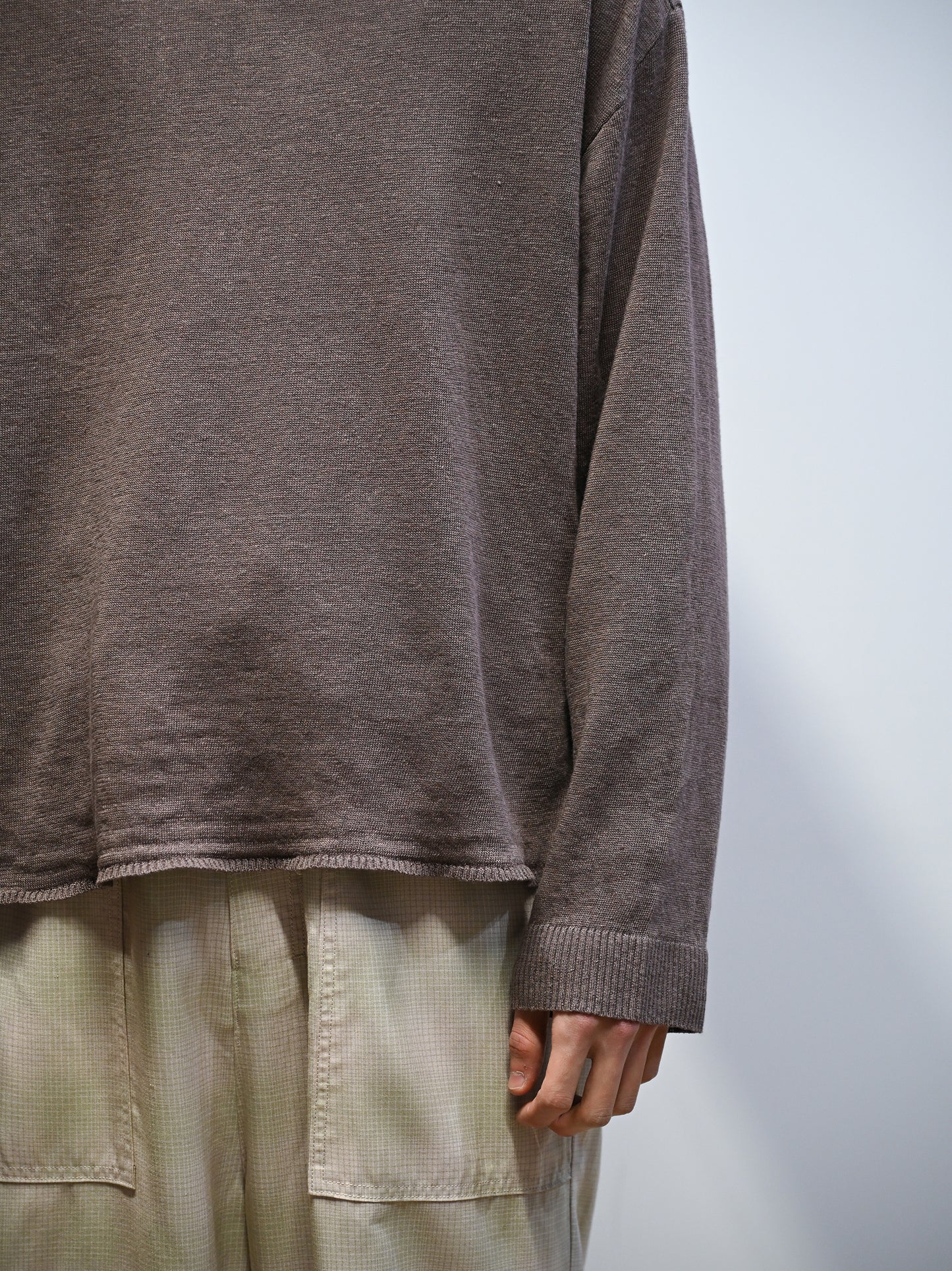 ANCELLM / CUT LS KNIT -BROWN