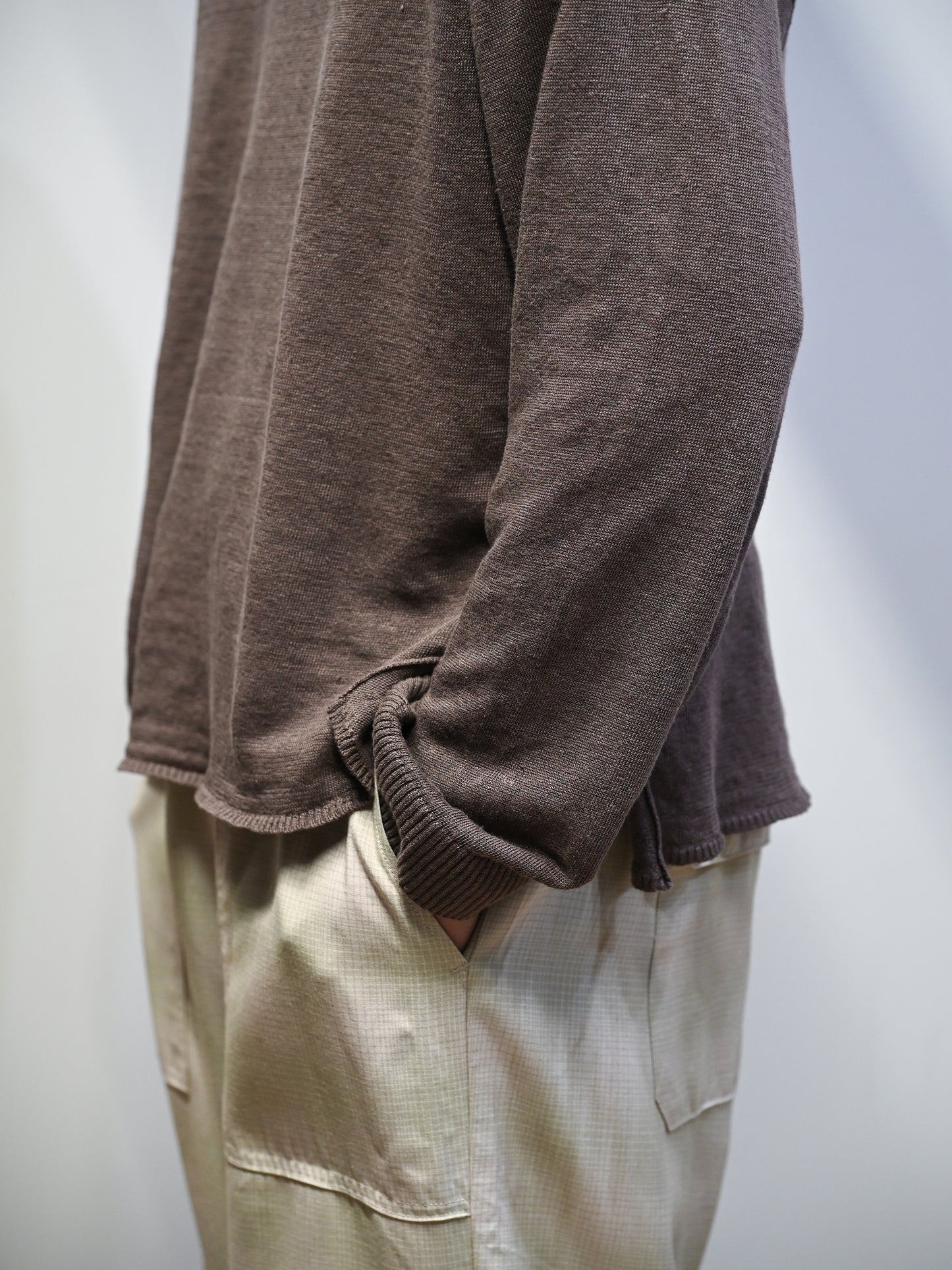 ANCELLM / CUT LS KNIT -BROWN