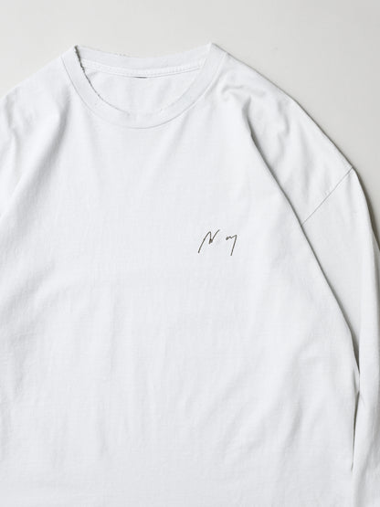ANCELLM / EMBROIDERY DYED LS T-SHIRT -WHITE