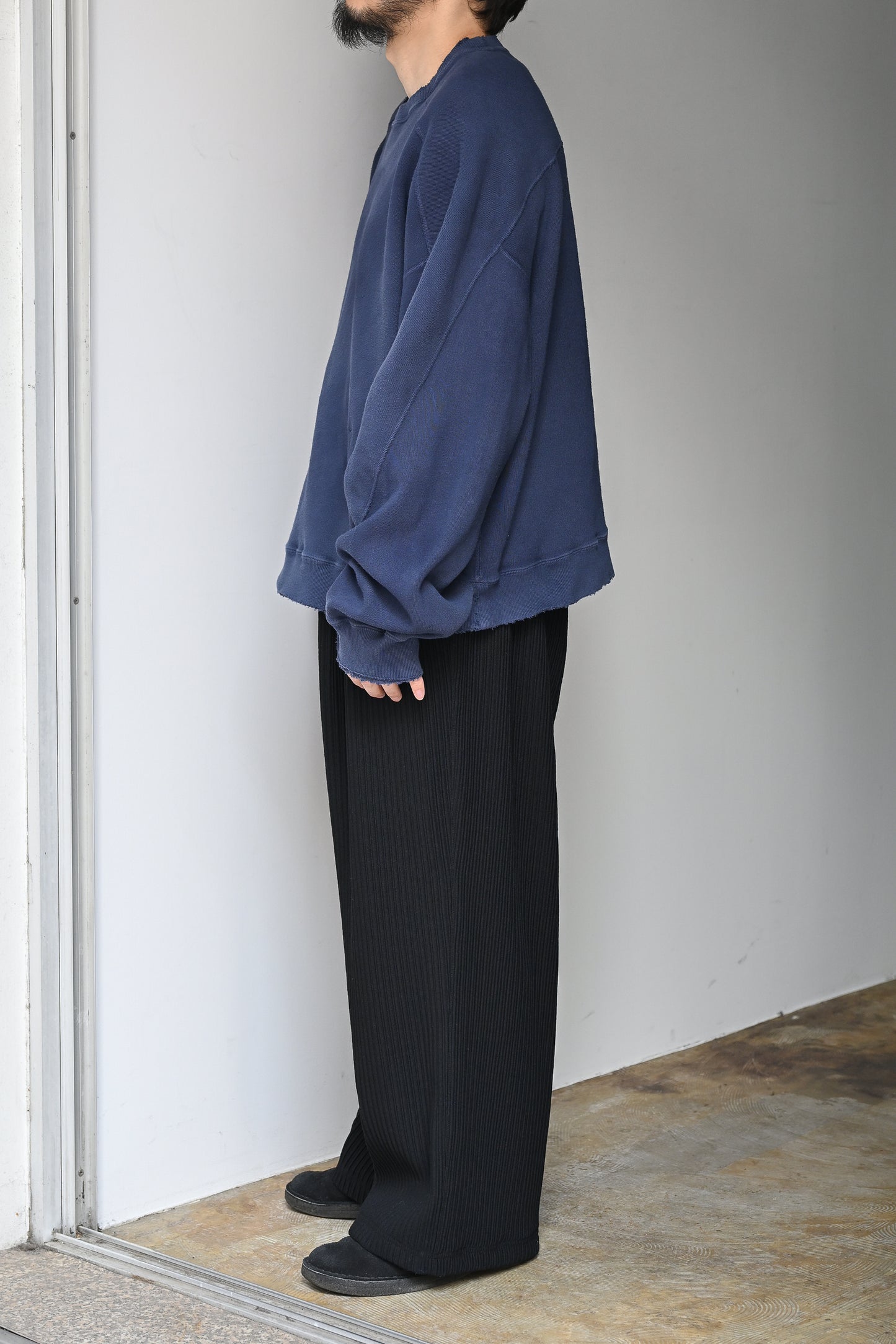 ANCELLM /  SMOOTH SWEAT SHIRT -D.NAVY