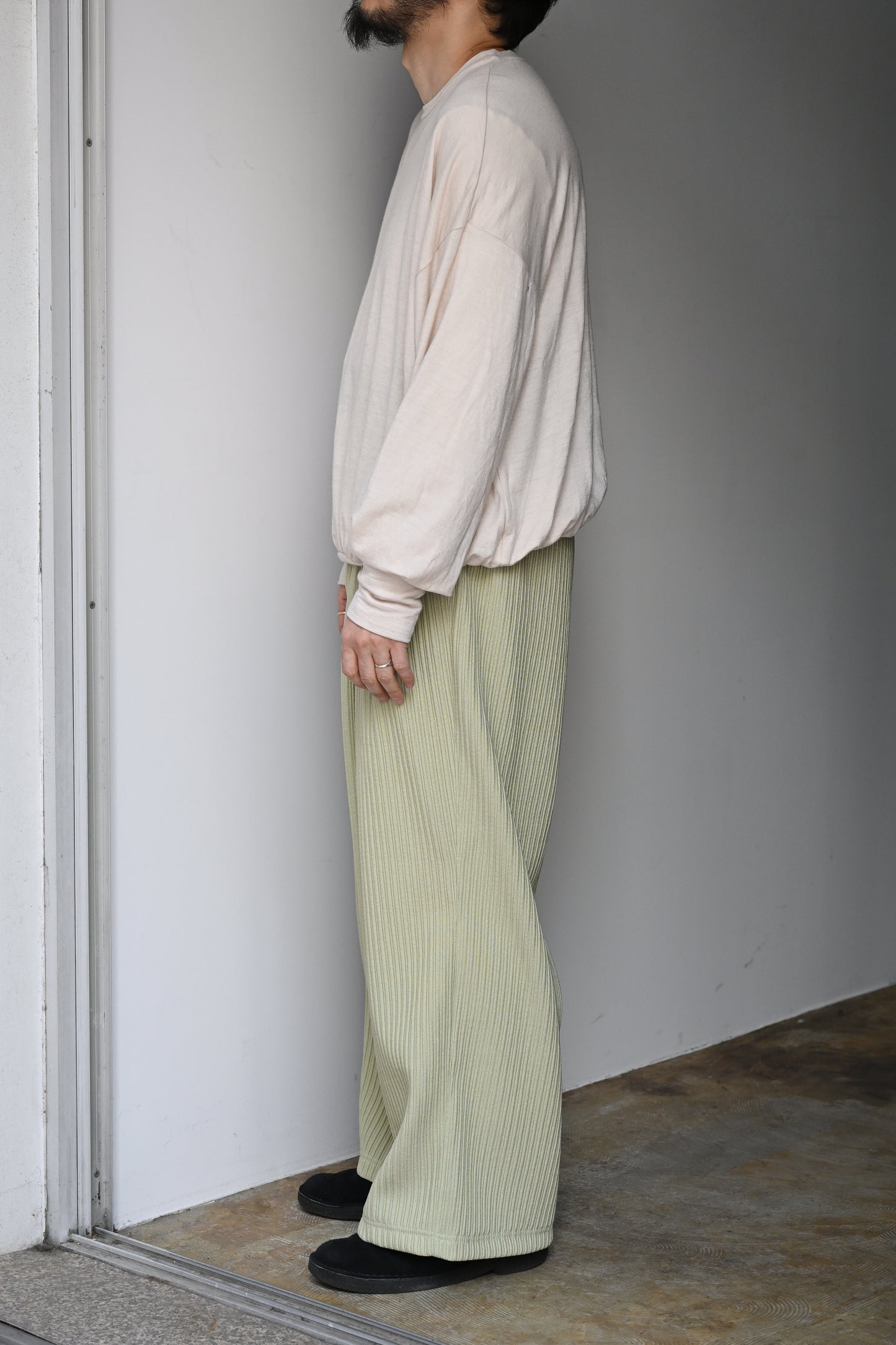 ANCELLM / WIDE EASY PANTS -WASABI
