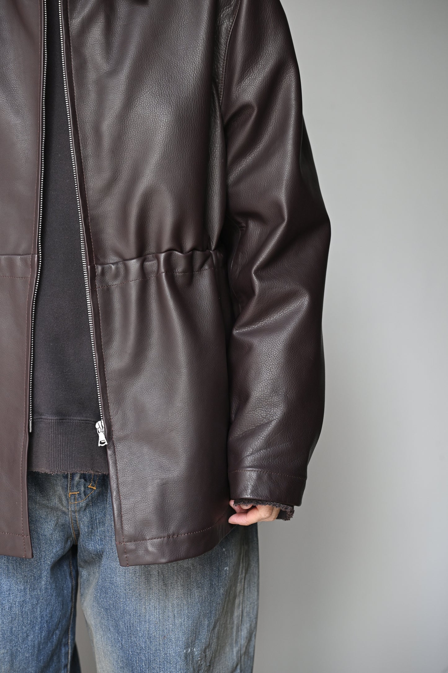 KAPTAIN SUNSHINE / Sheepskin Zip Jacket -BROWN