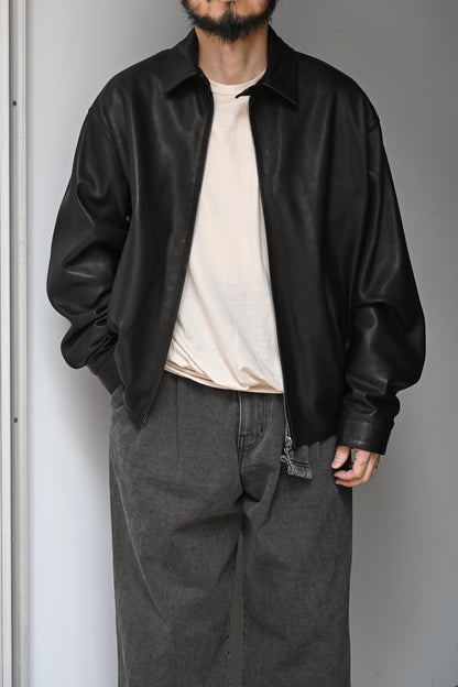 KAPTAIN SUNSHINE / Calf Leather Zip Blouson -BLACK