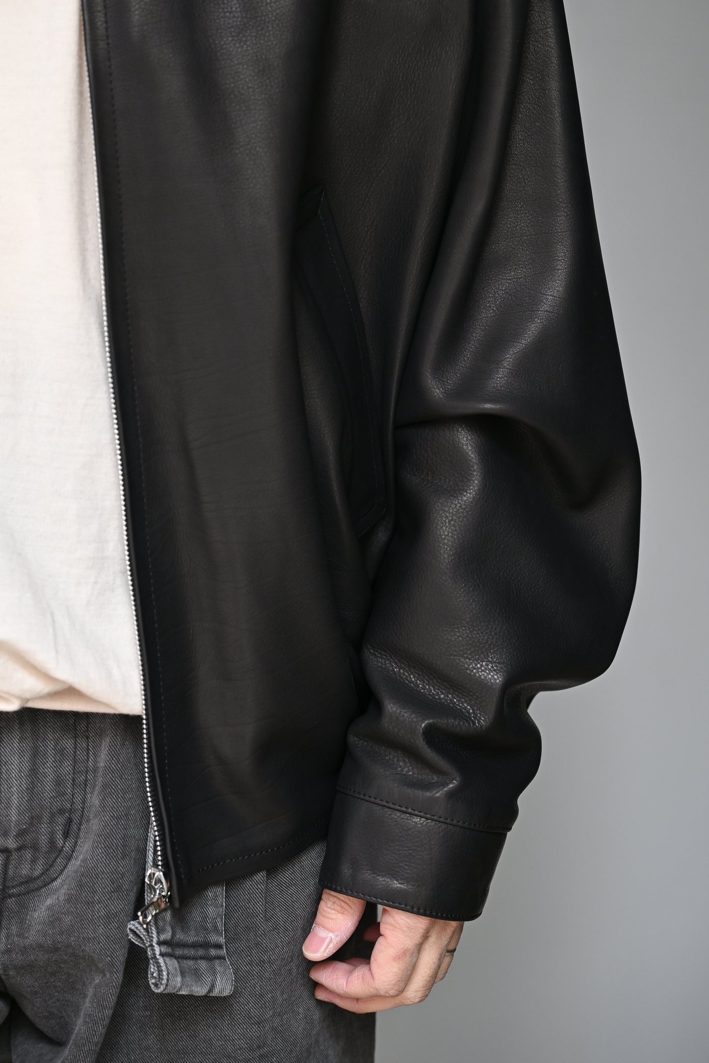 KAPTAIN SUNSHINE / Calf Leather Zip Blouson -BLACK