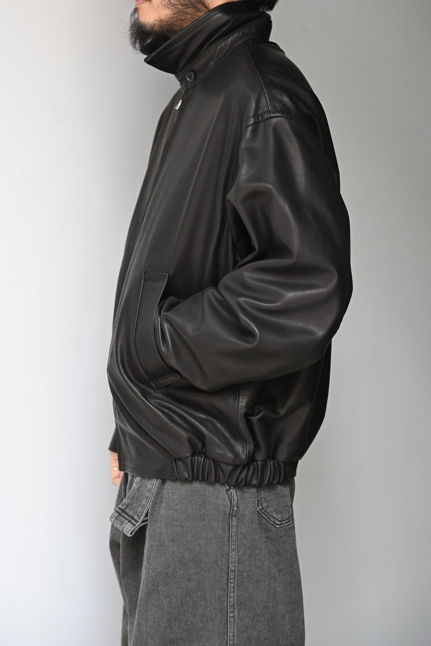 KAPTAIN SUNSHINE / Calf Leather Zip Blouson -BLACK