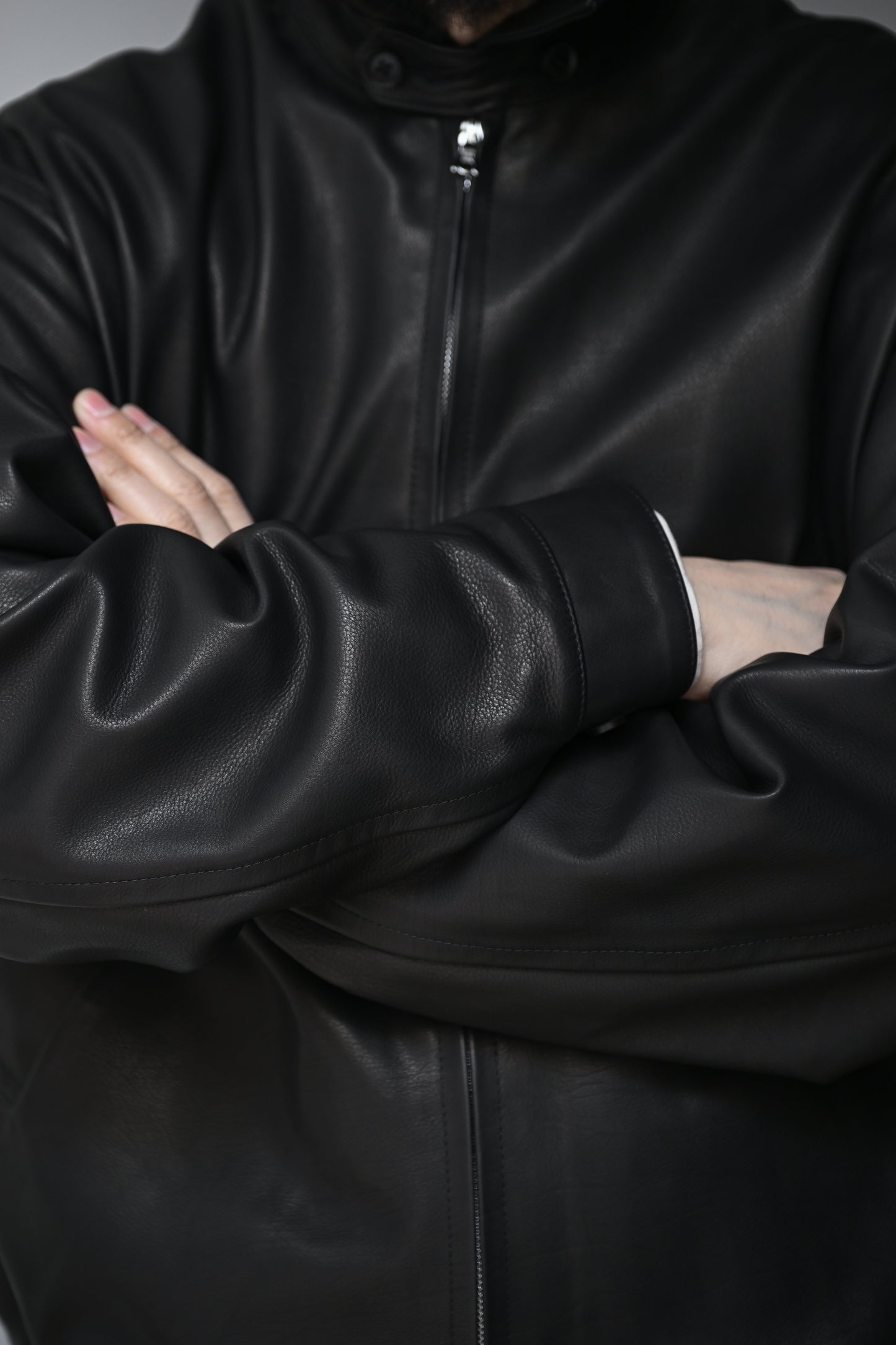 KAPTAIN SUNSHINE / Calf Leather Zip Blouson -BLACK