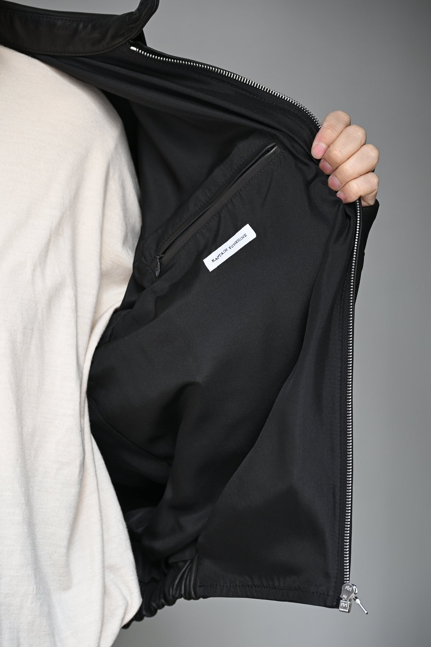 KAPTAIN SUNSHINE / Calf Leather Zip Blouson -BLACK