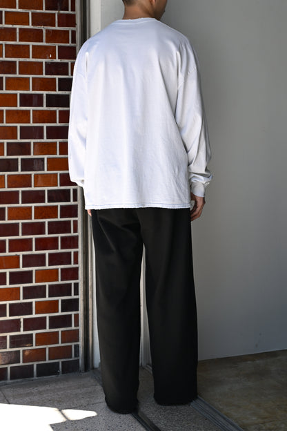 ANCELLM / EMBROIDERY DYED LS T-SHIRT -WHITE