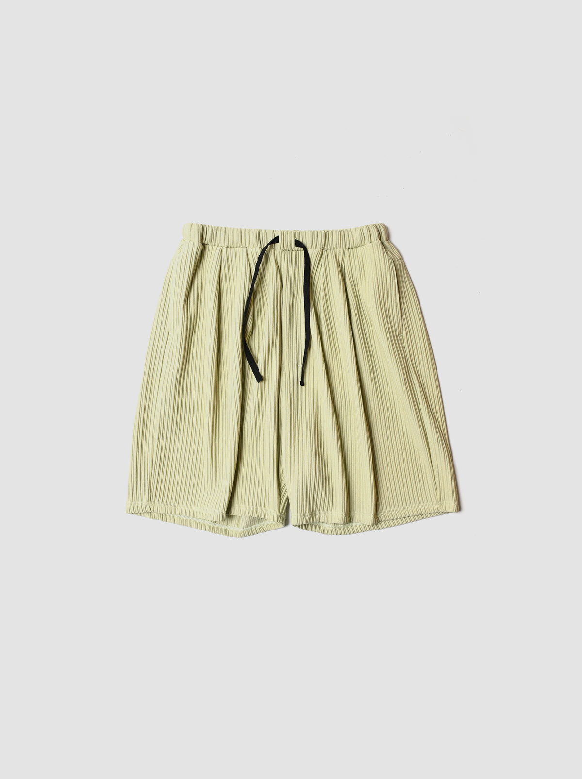 ANCELLM / WRINKLED STRIPE TUCK SHORT PANTS -WASABI – and father