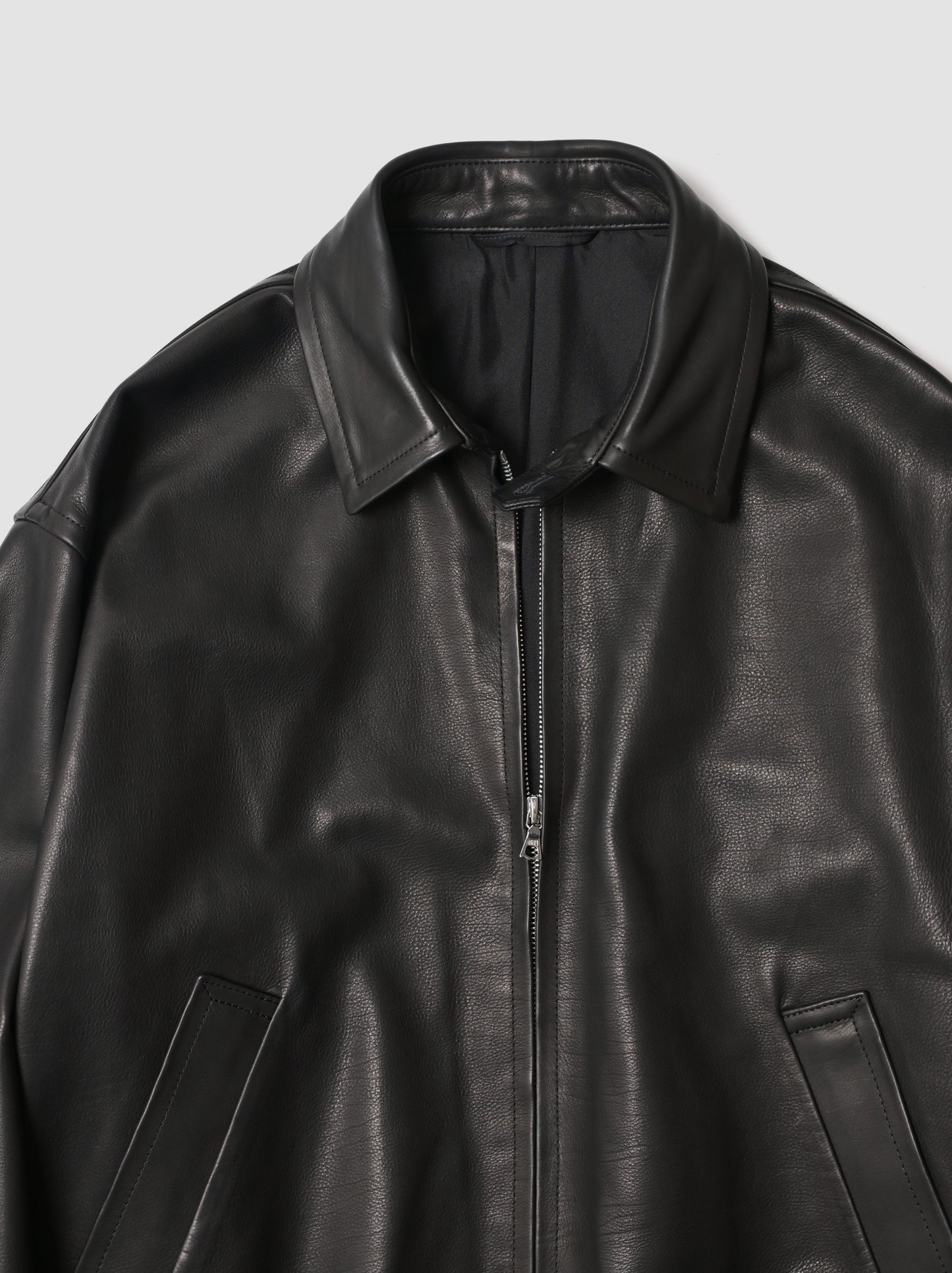 KAPTAIN SUNSHINE / Calf Leather Zip Blouson -BLACK