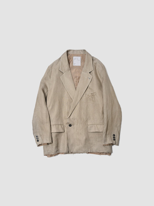 ANCELLM / 100/S LINEN TAILORED JACKET -KHAKIBEIGE