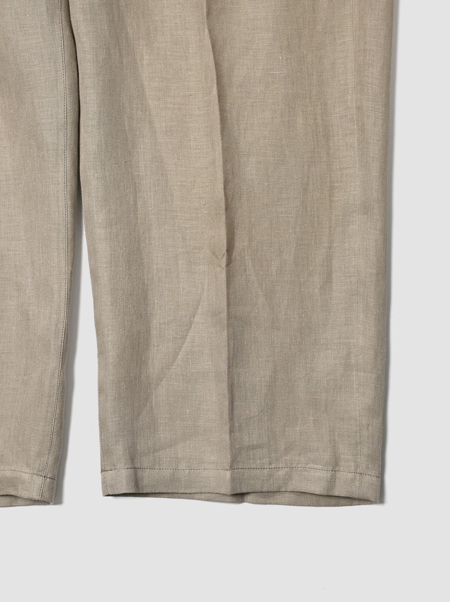 ANCELLM / 100/S LINEN TUCK SLACKS -KHAKIBEIGE