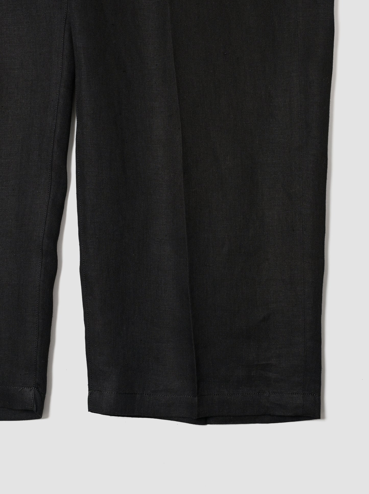 ANCELLM / 100/S LINEN TUCK SLACKS -BLACK