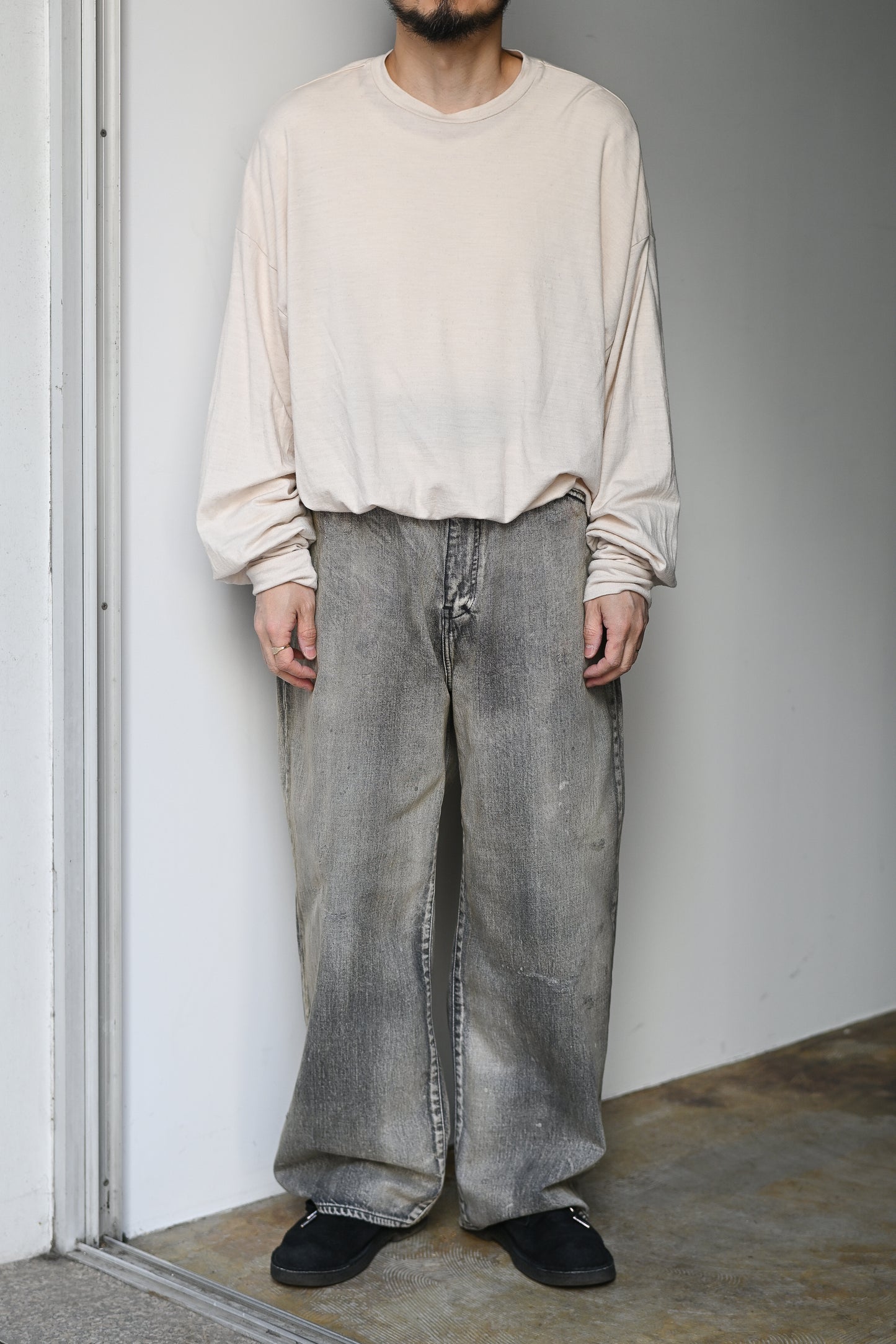 ANCELLM / MIDTAPERED 5P DENIM PANTS -BLACK