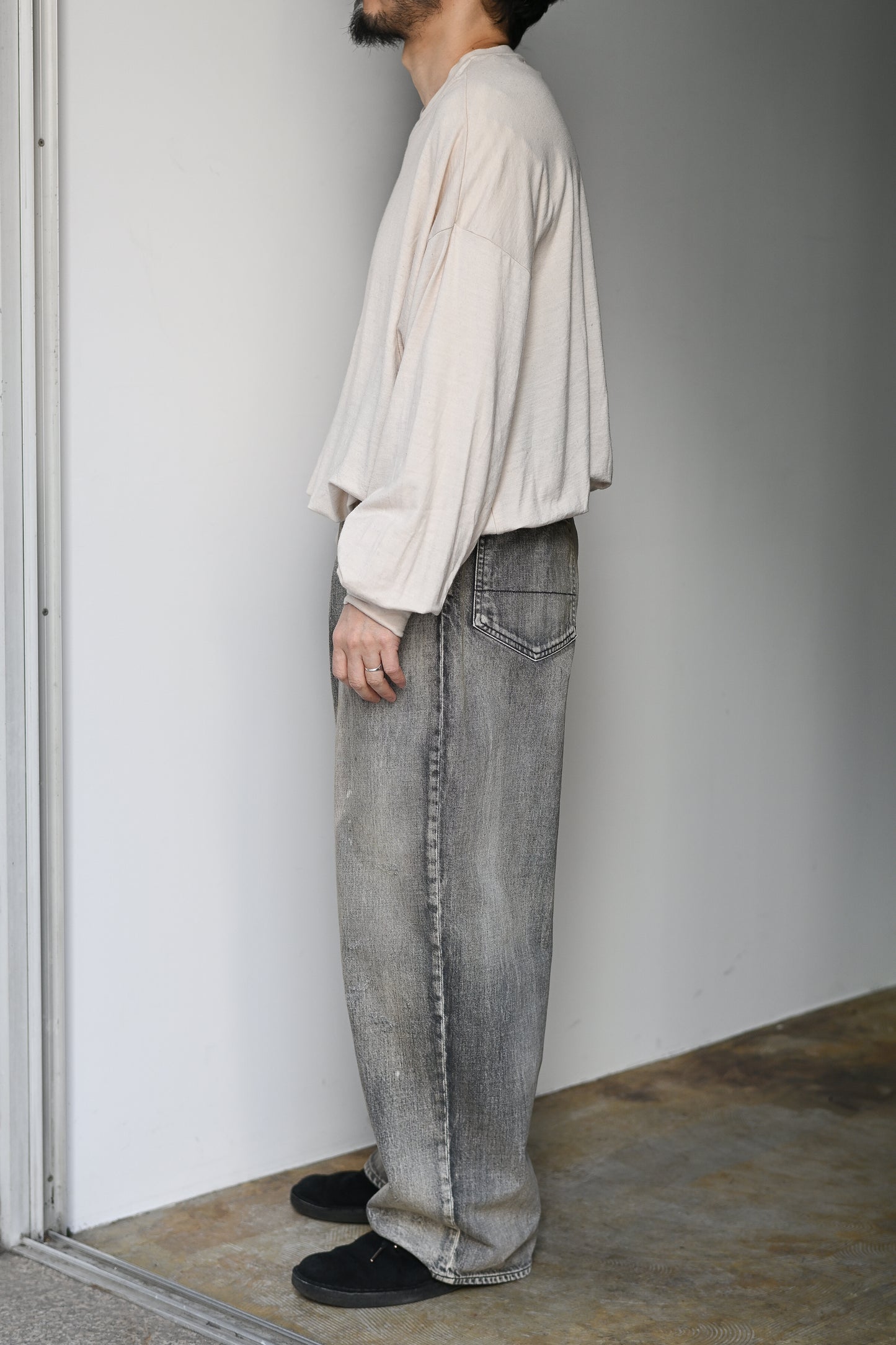 ANCELLM / MIDTAPERED 5P DENIM PANTS -BLACK