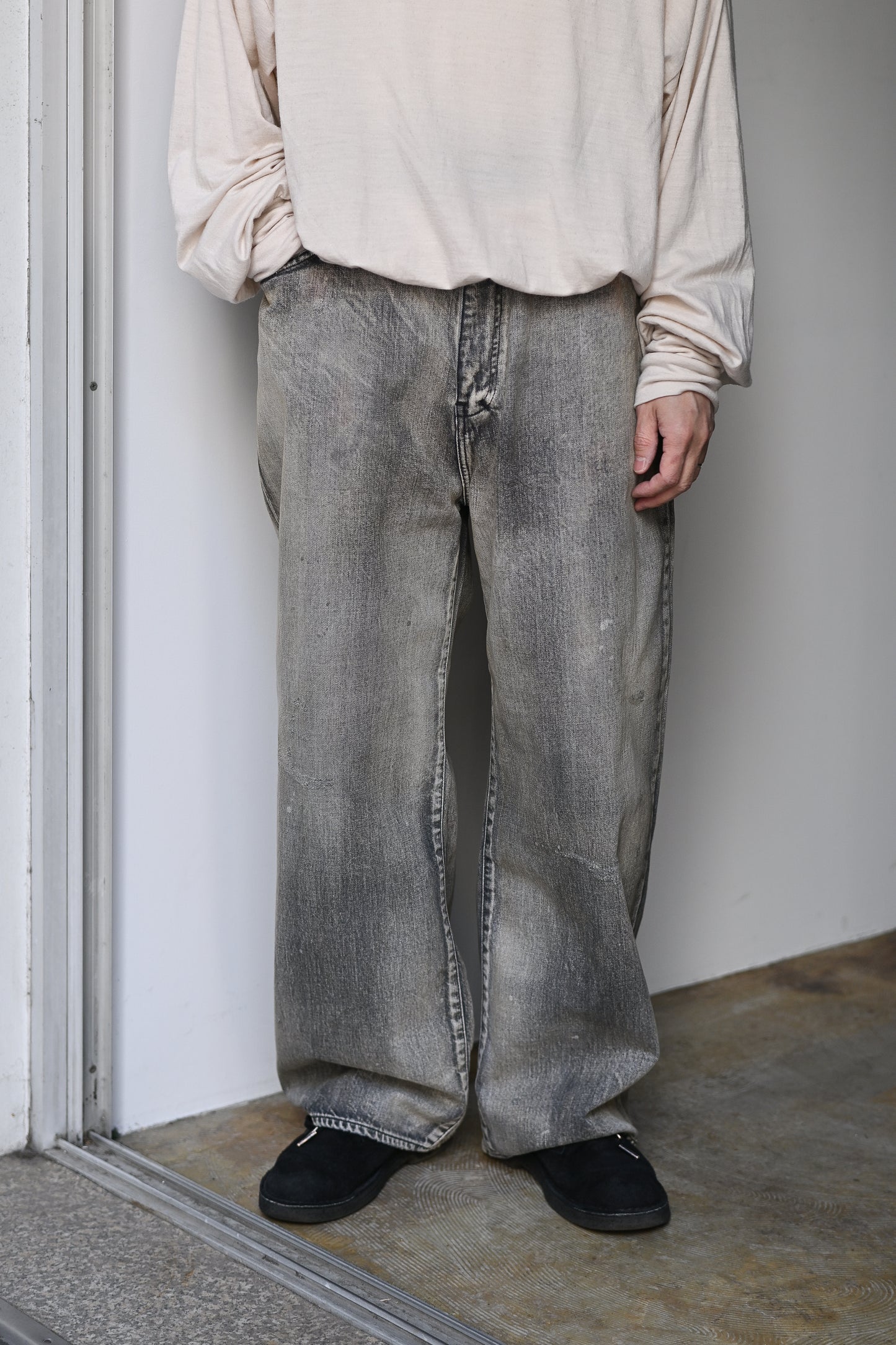 ANCELLM / MIDTAPERED 5P DENIM PANTS -BLACK