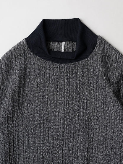 M's braque / TURTLENECK FRENCH CUFFS SHIRT -BLACK/NATURAL