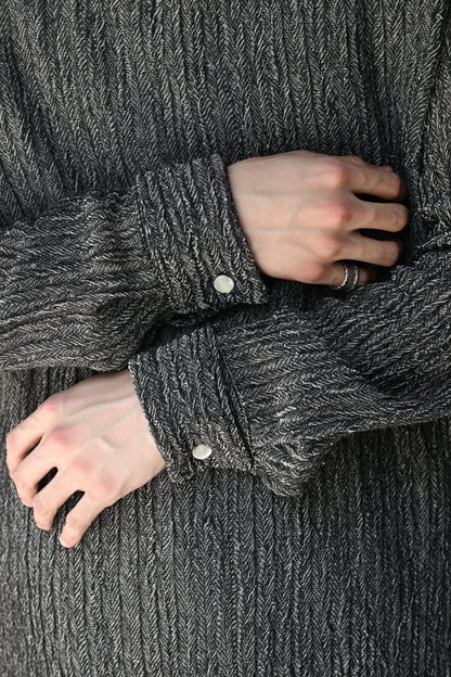 M's braque / TURTLENECK FRENCH CUFFS SHIRT -BLACK/NATURAL