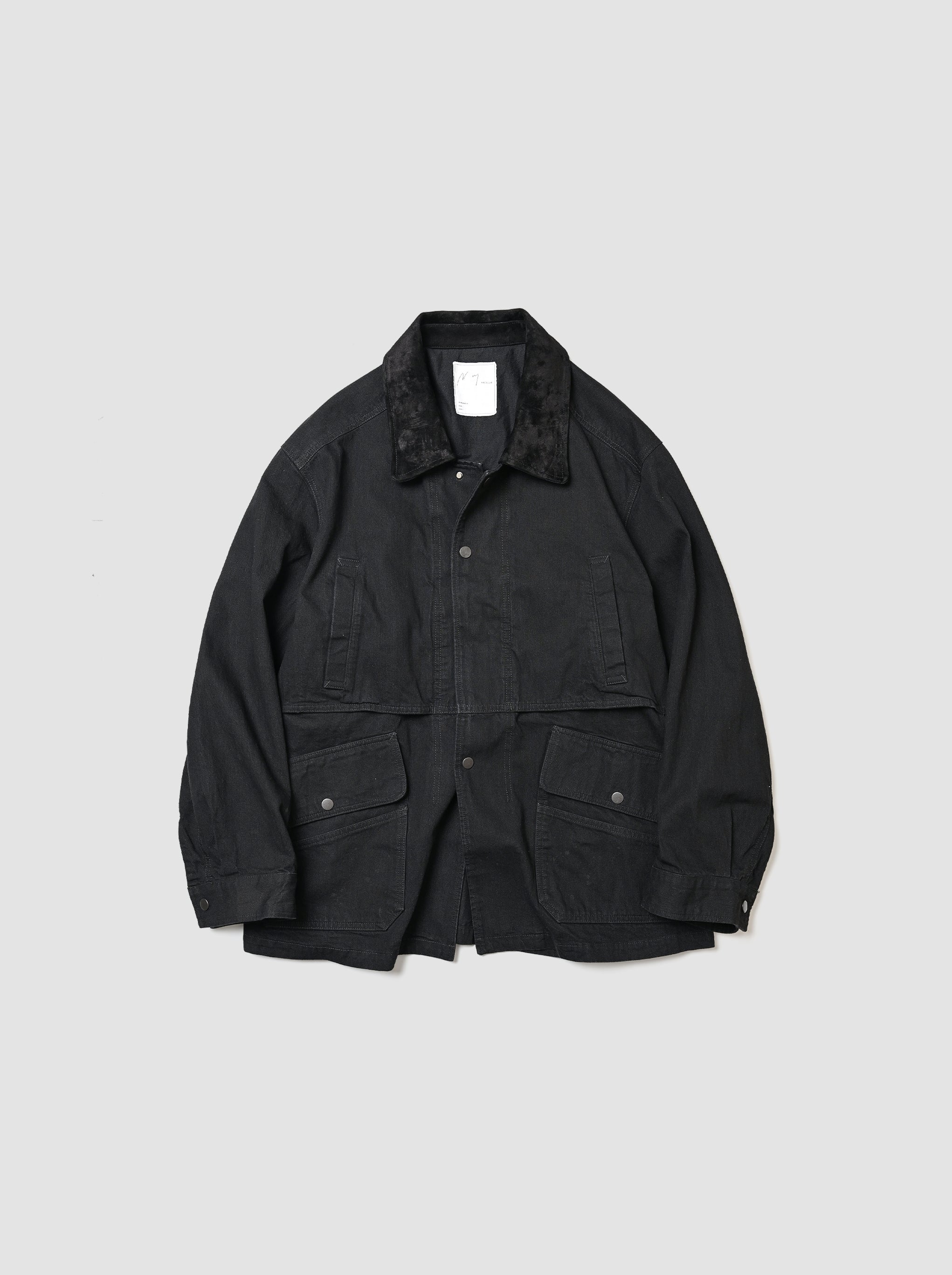 ANCELLM / AGING DENIM HALF JACKET -BLACK – and father