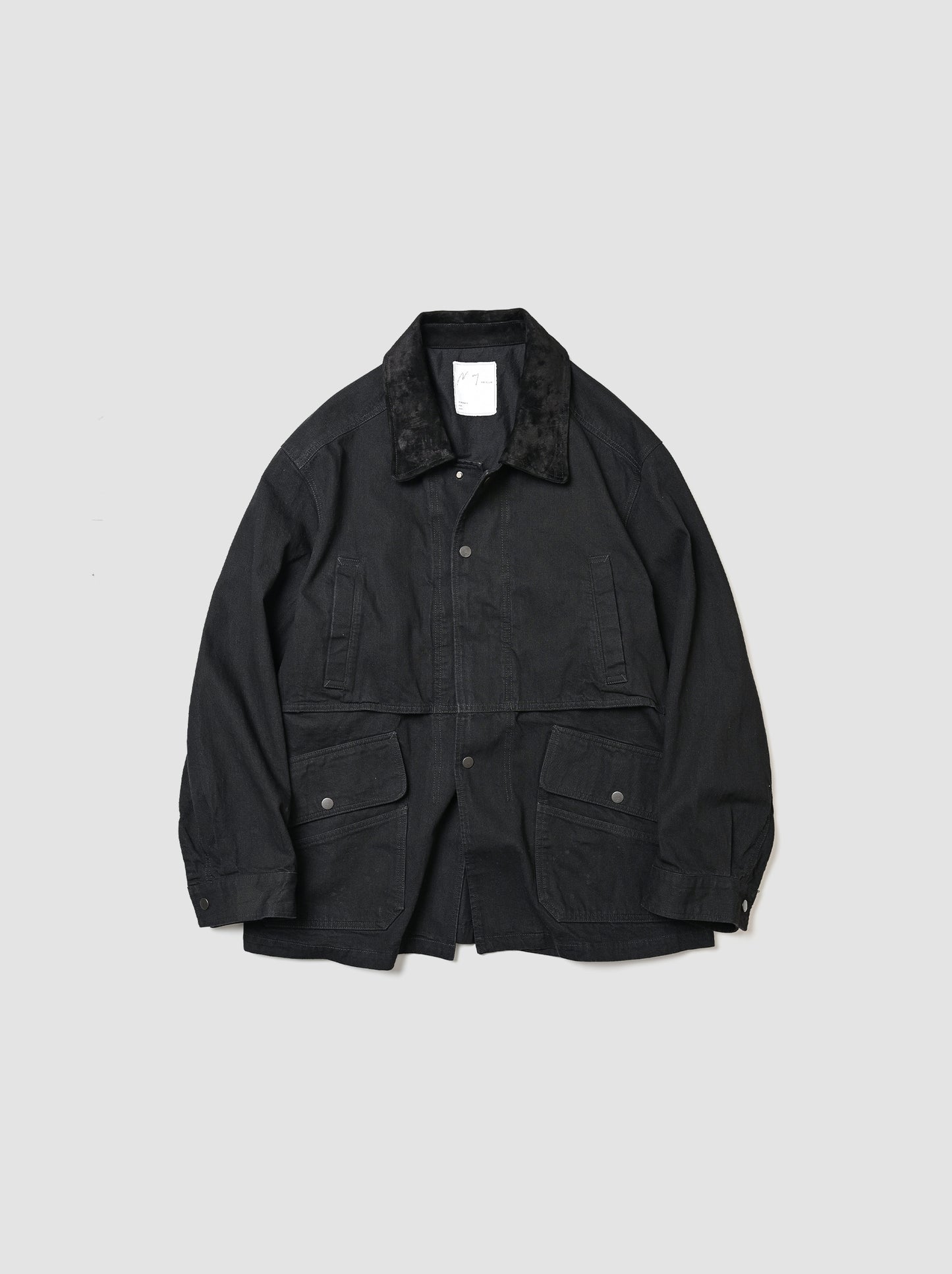 ANCELLM / AGING DENIM HALF JACKET -BLACK