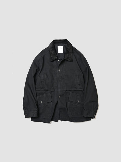 ANCELLM / AGING DENIM HALF JACKET -BLACK